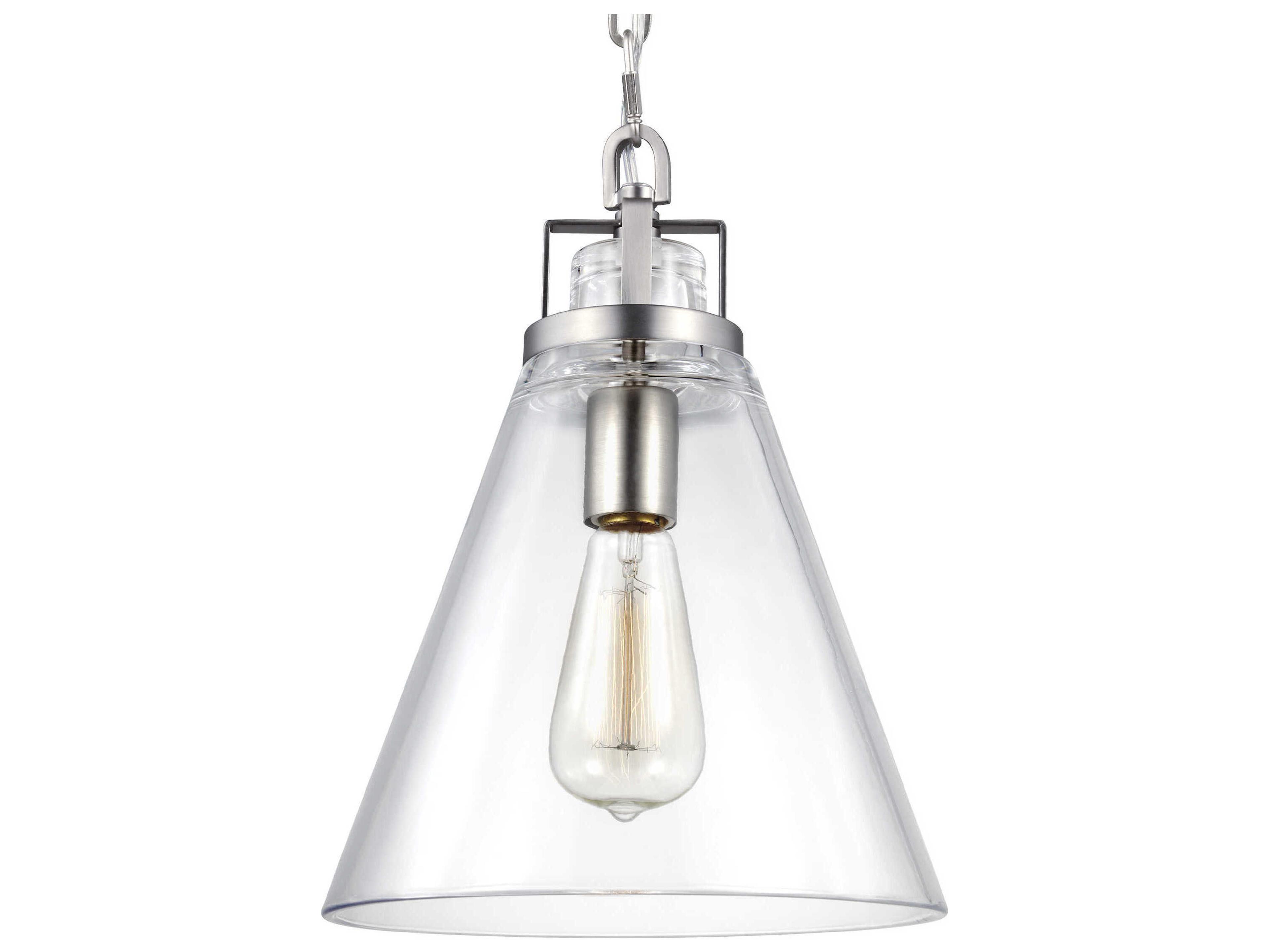 Visual Comfort Studio Frontage 1-Light Satin Nickel Mini Pendant