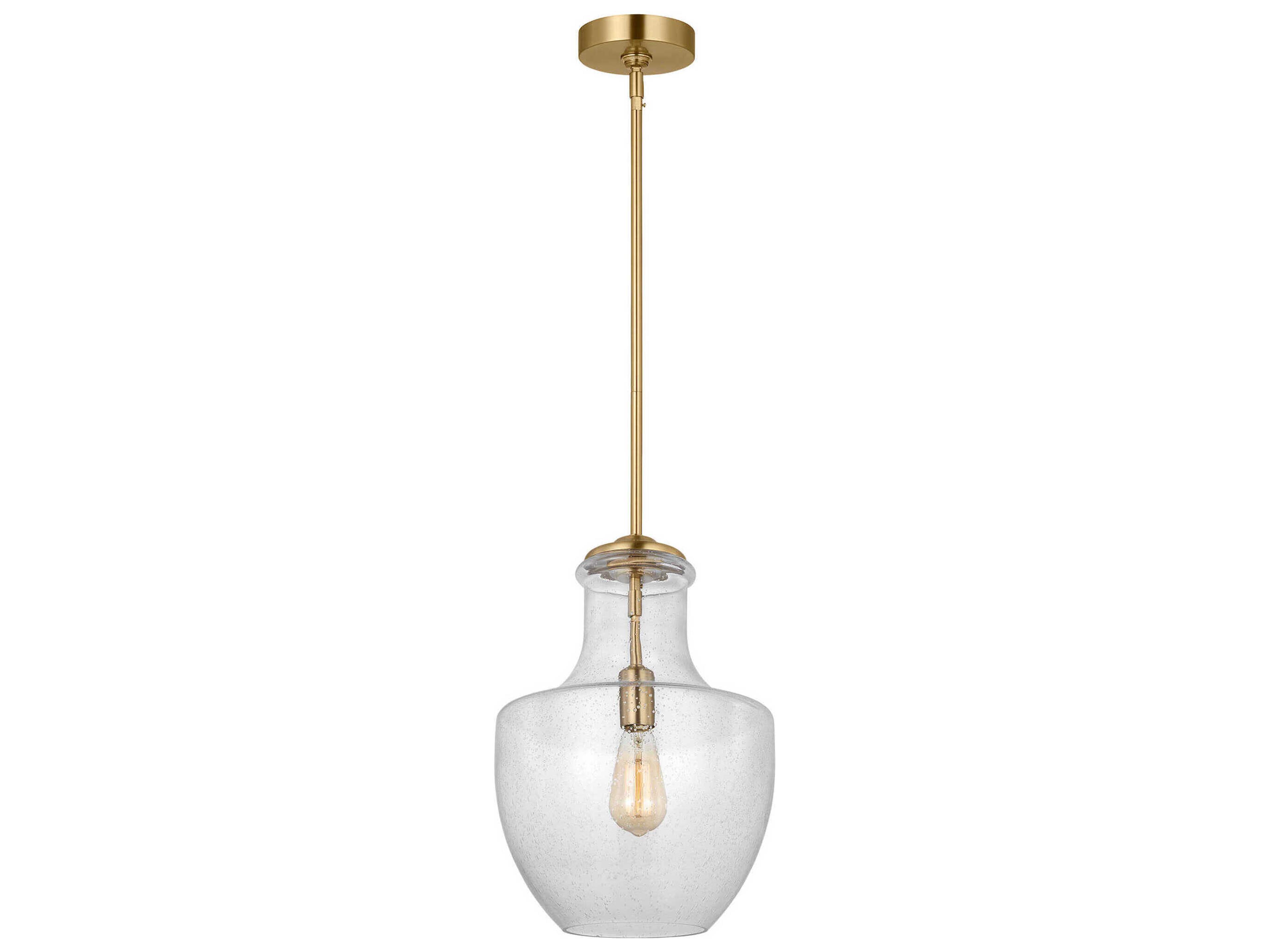Pendant Light Baylor Satin Brass Clear Seeded Glass