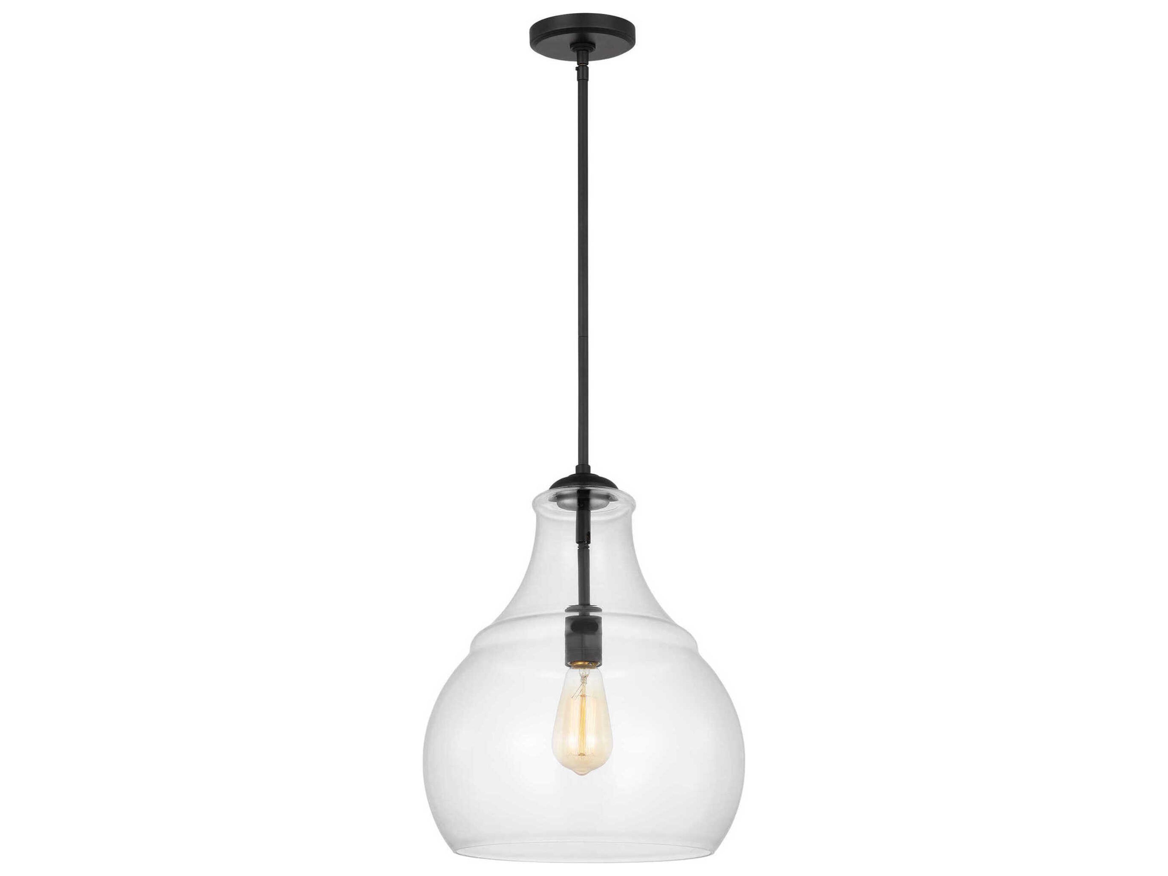 Zola 1-Light Midnight Black Pendant Clear Glass