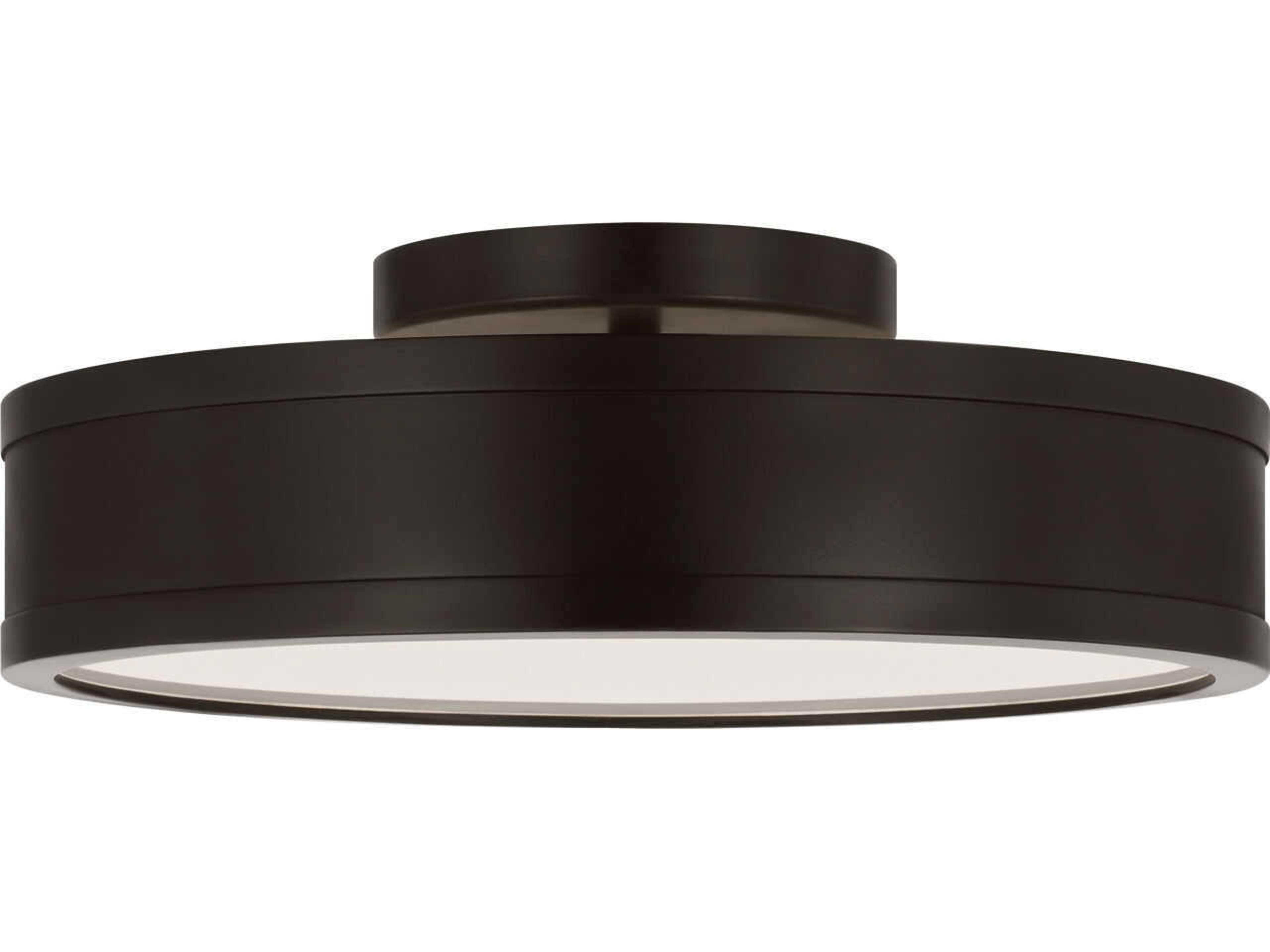Dupont Aged Iron Black Round Semi Flush Mount