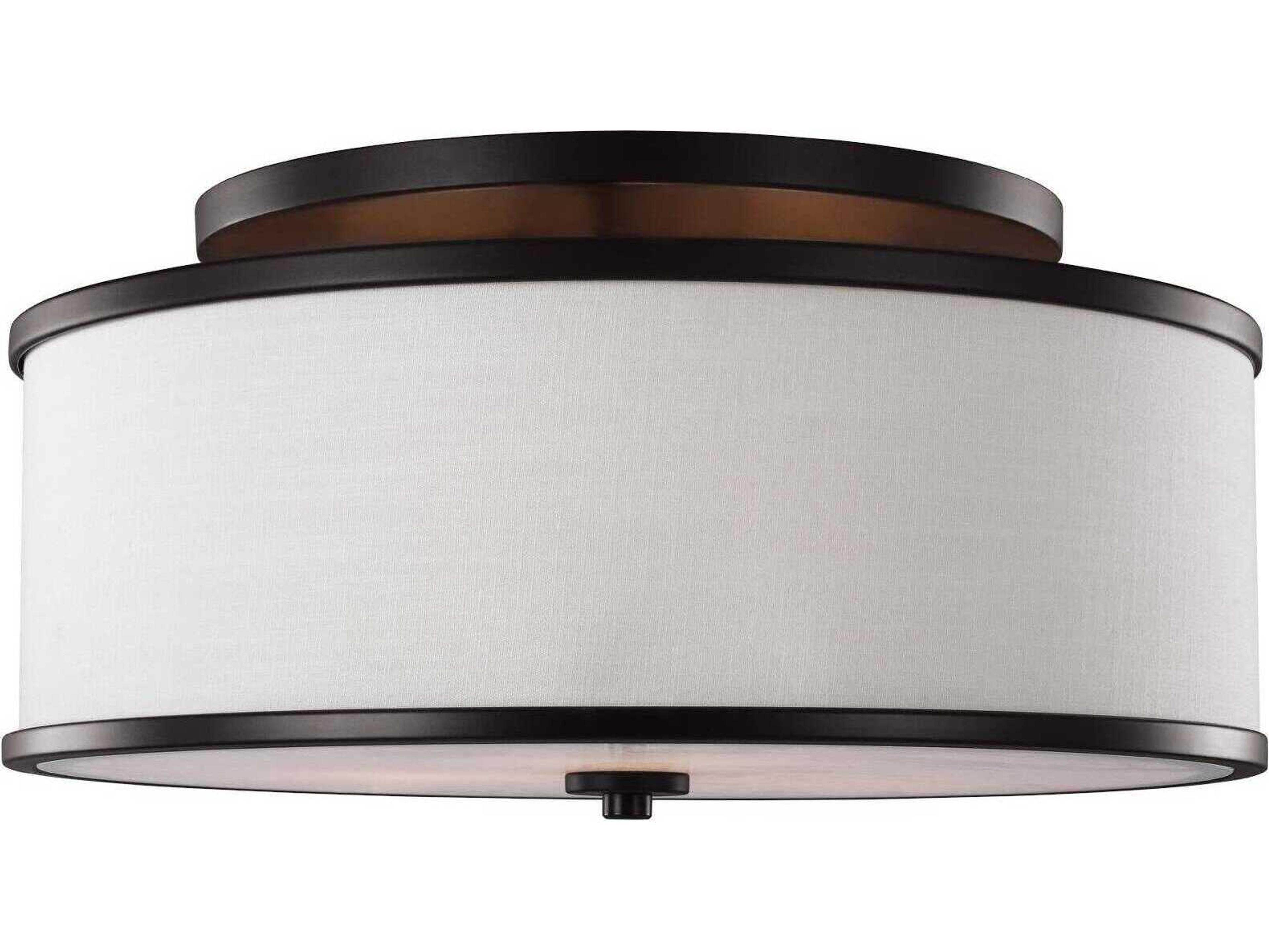Semi Flush Mount Ceiling Light Lennon Oil Rubbed Bronze Ivory Linen Shade