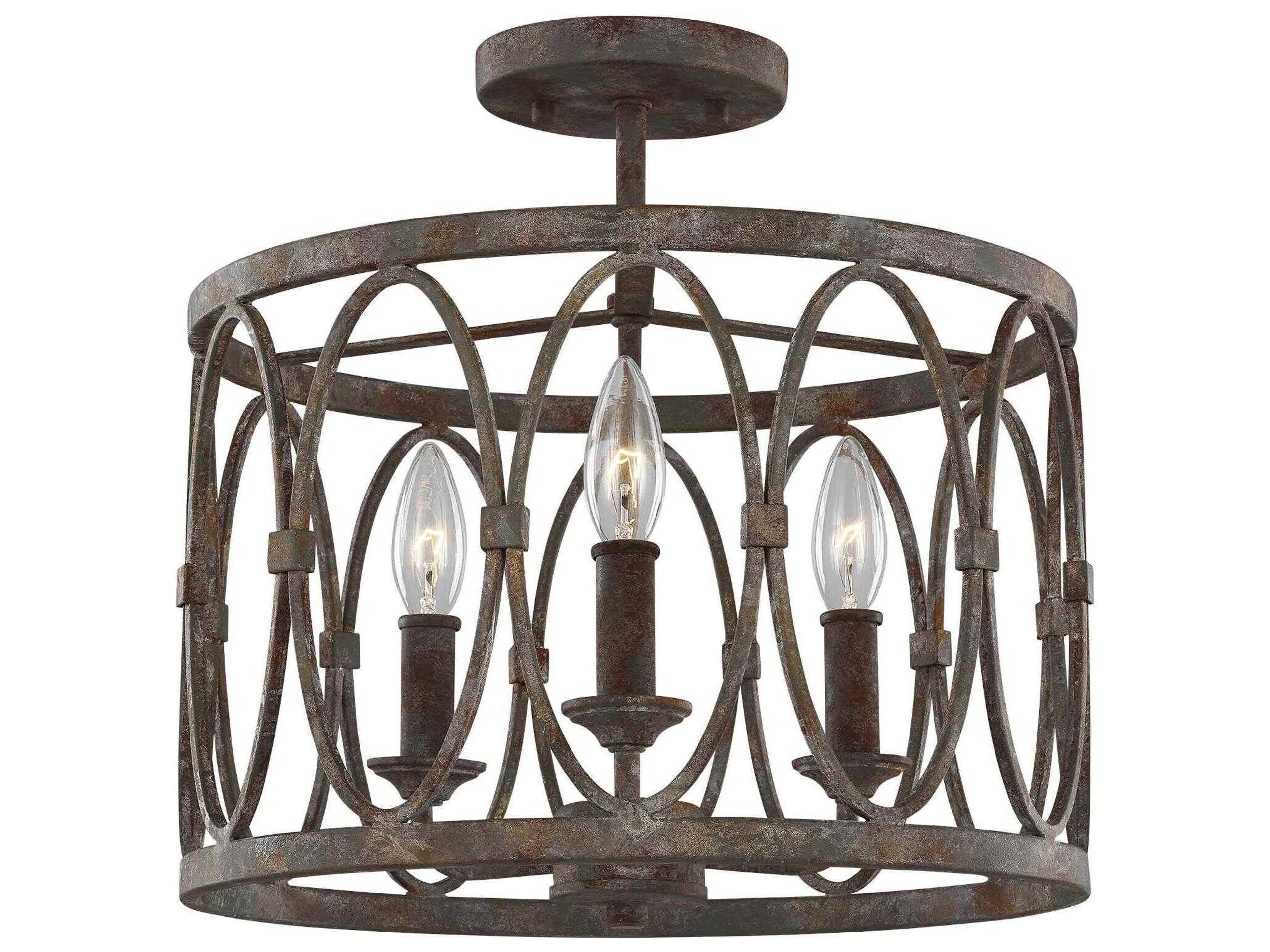 Semi-Flush Mount Ceiling Light Patrice 3-Light Deep Abyss