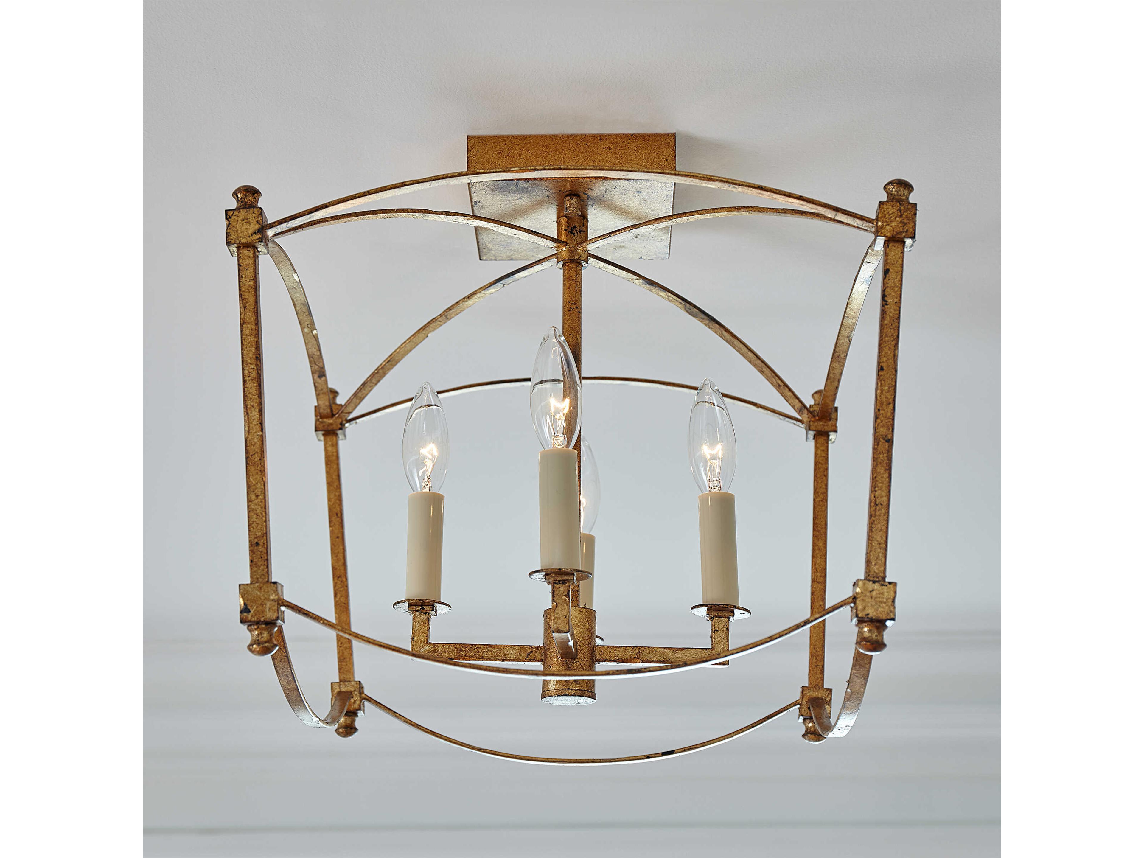 Visual Comfort Studio Thayer 4-Light Antique Gild Gold Semi Flush Mount