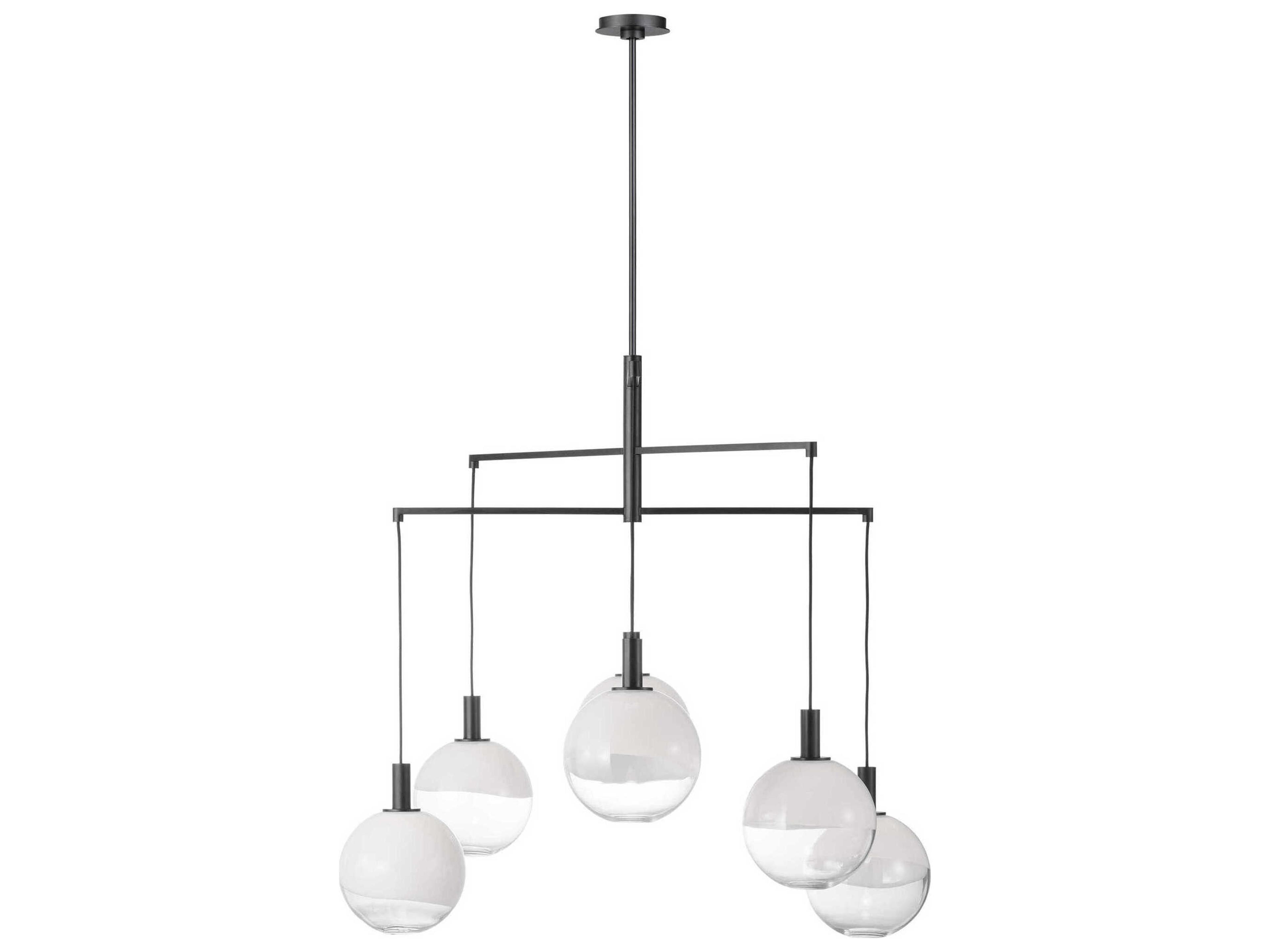 Visual Comfort Studio Torian 6-Light Aged Iron Black Globe Chandelier