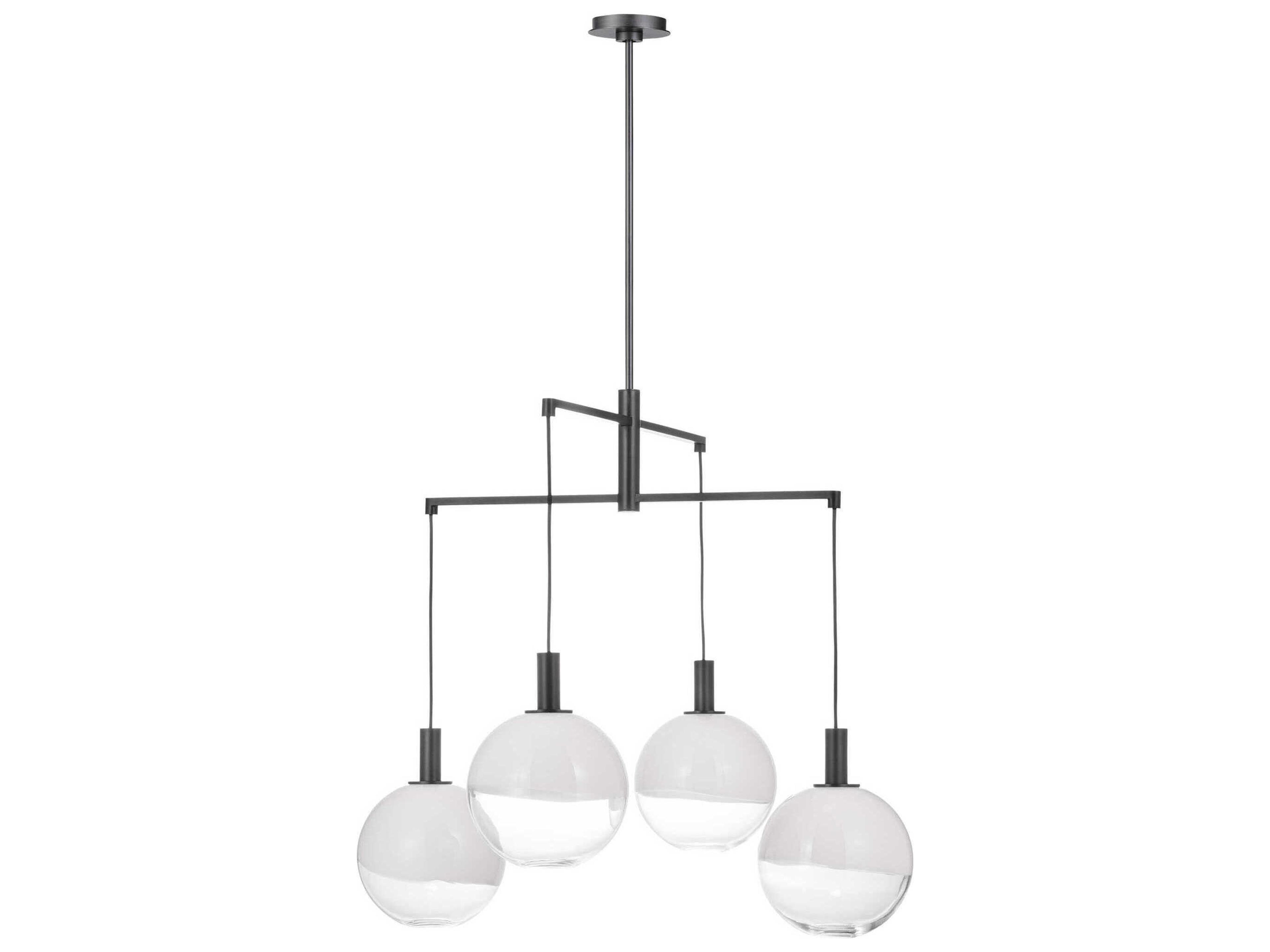 Visual Comfort Studio Torian 4-Light Aged Iron Black Globe Chandelier
