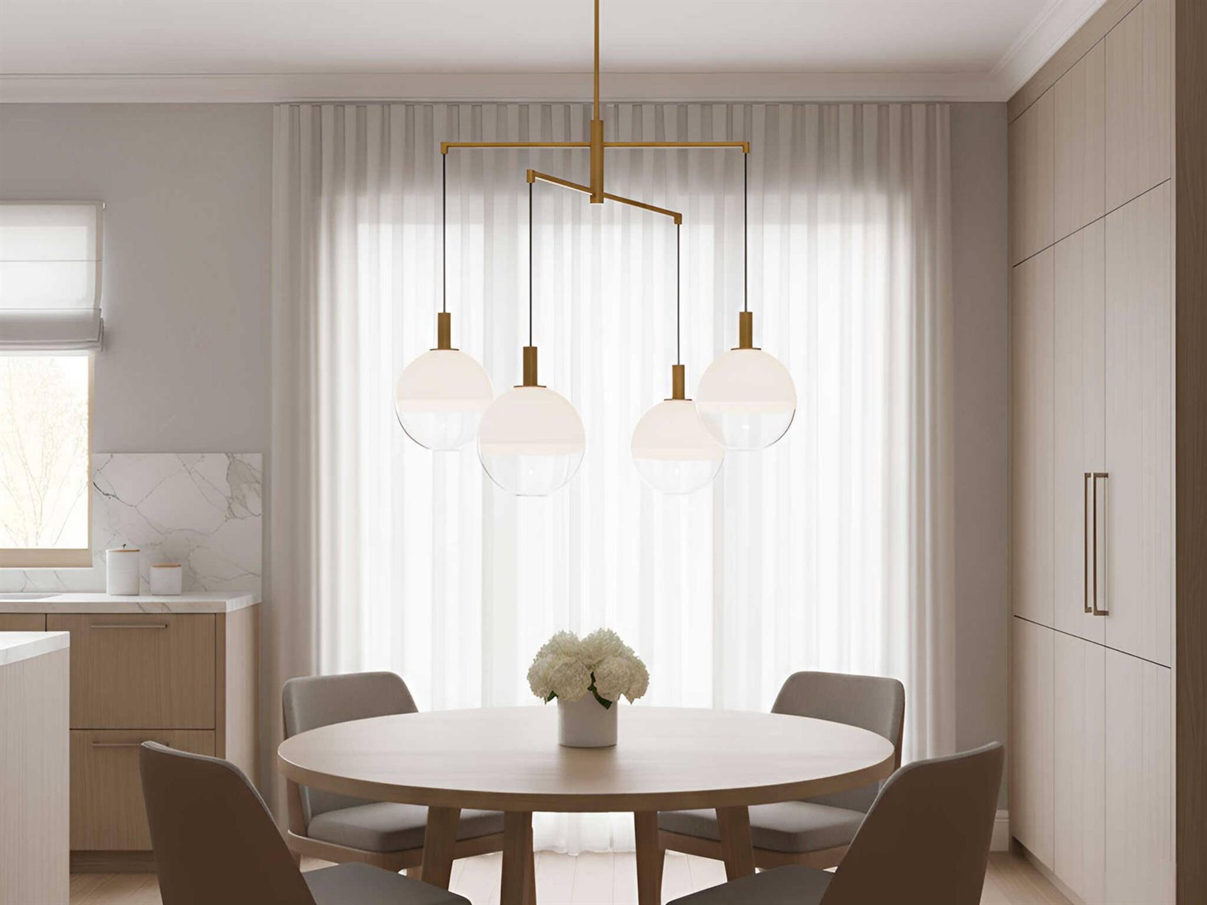 Visual Comfort Studio Torian 4-Light Burnished Brass Globe Chandelier