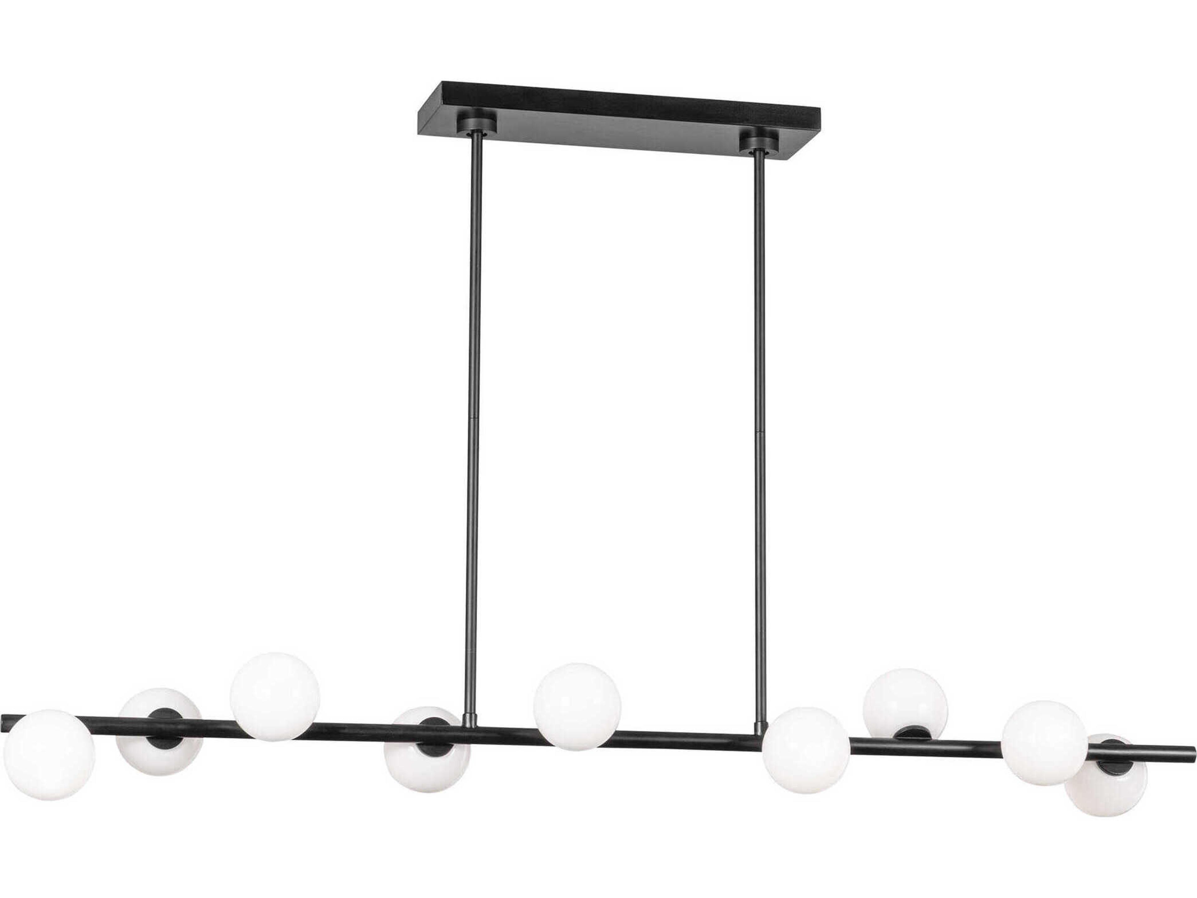 Altair 9 Light Linear Chandelier Aged Iron Milk Glass