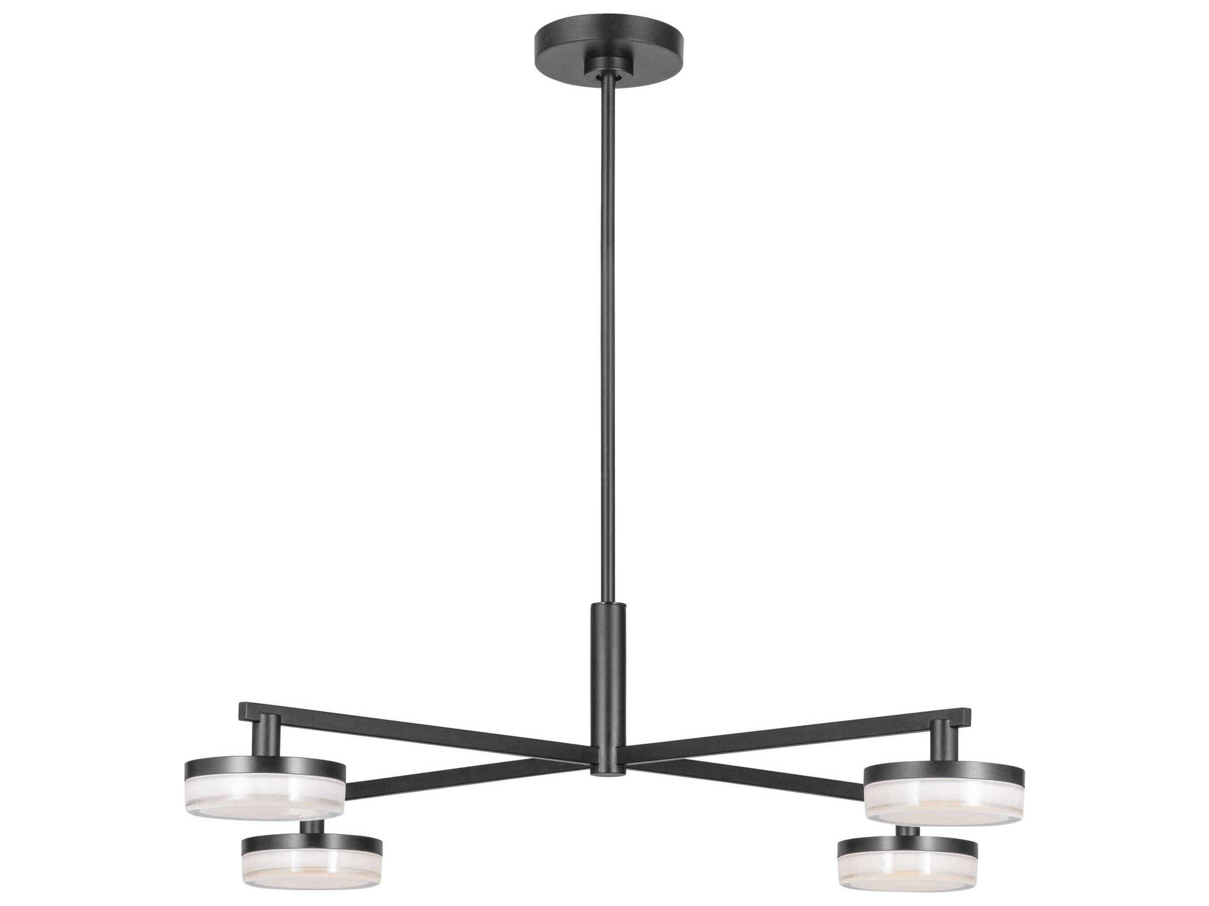 Visual Comfort Studio Khan 4-Light Aged Iron Black Linear Chandelier