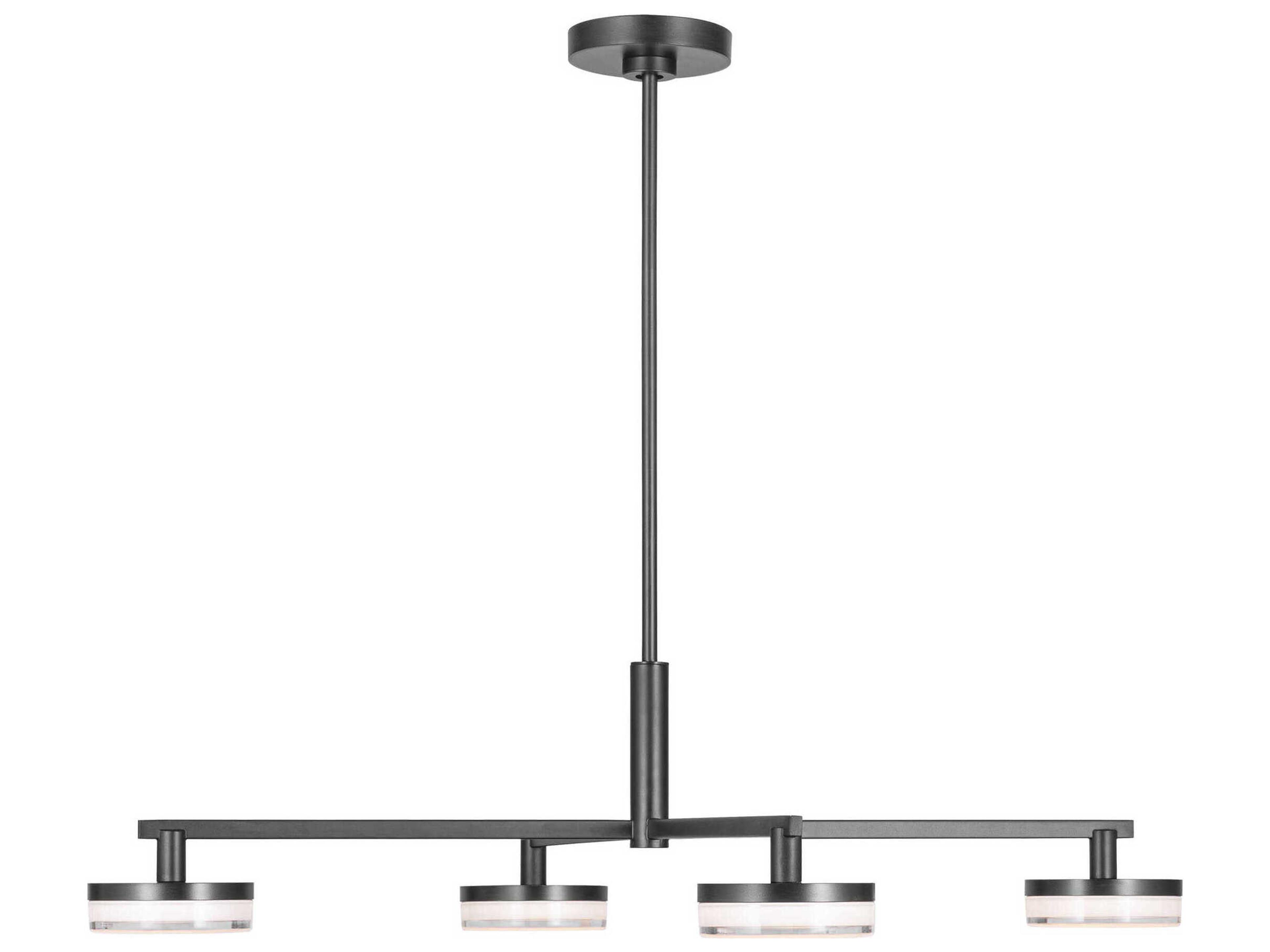 Visual Comfort Studio Khan 4-Light Aged Iron Black Linear Chandelier