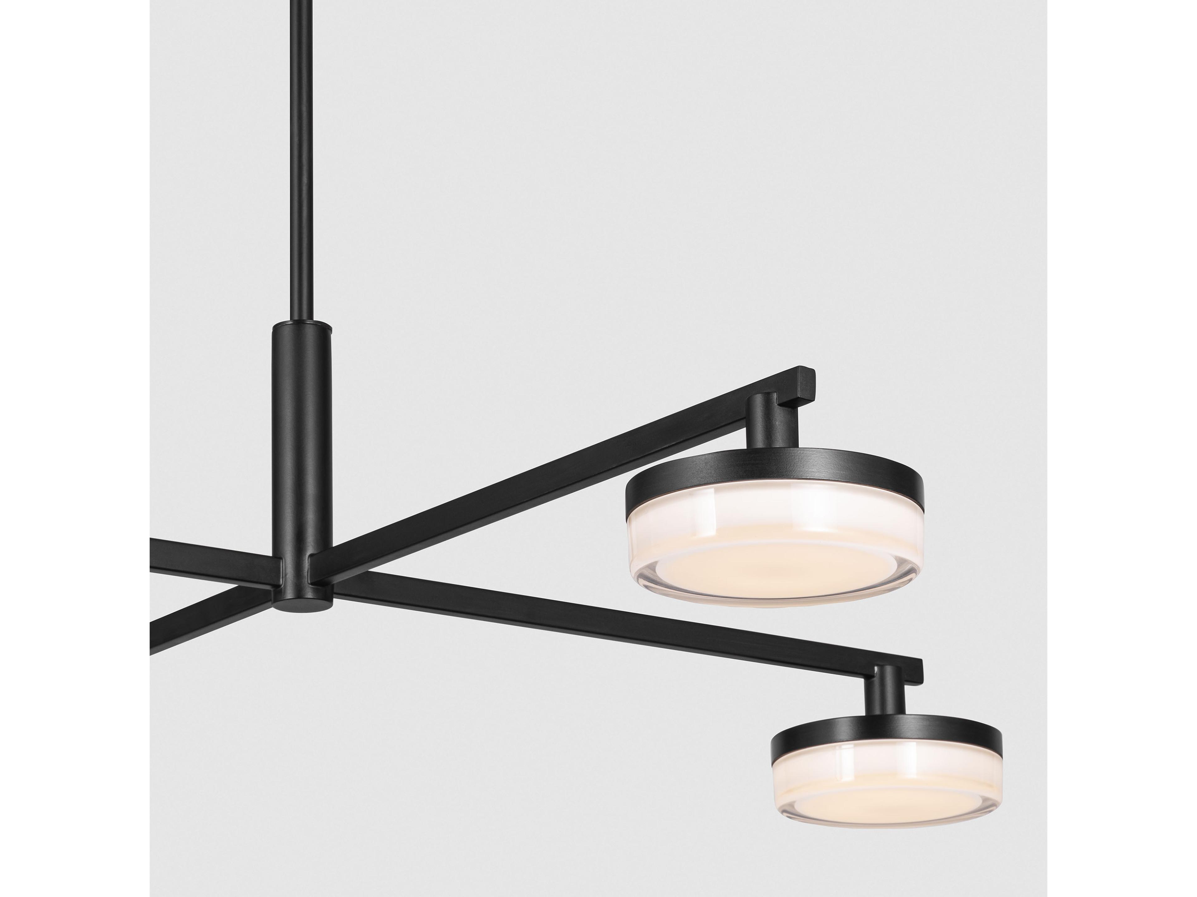 Visual Comfort Studio Khan 4-Light Aged Iron Black Linear Chandelier