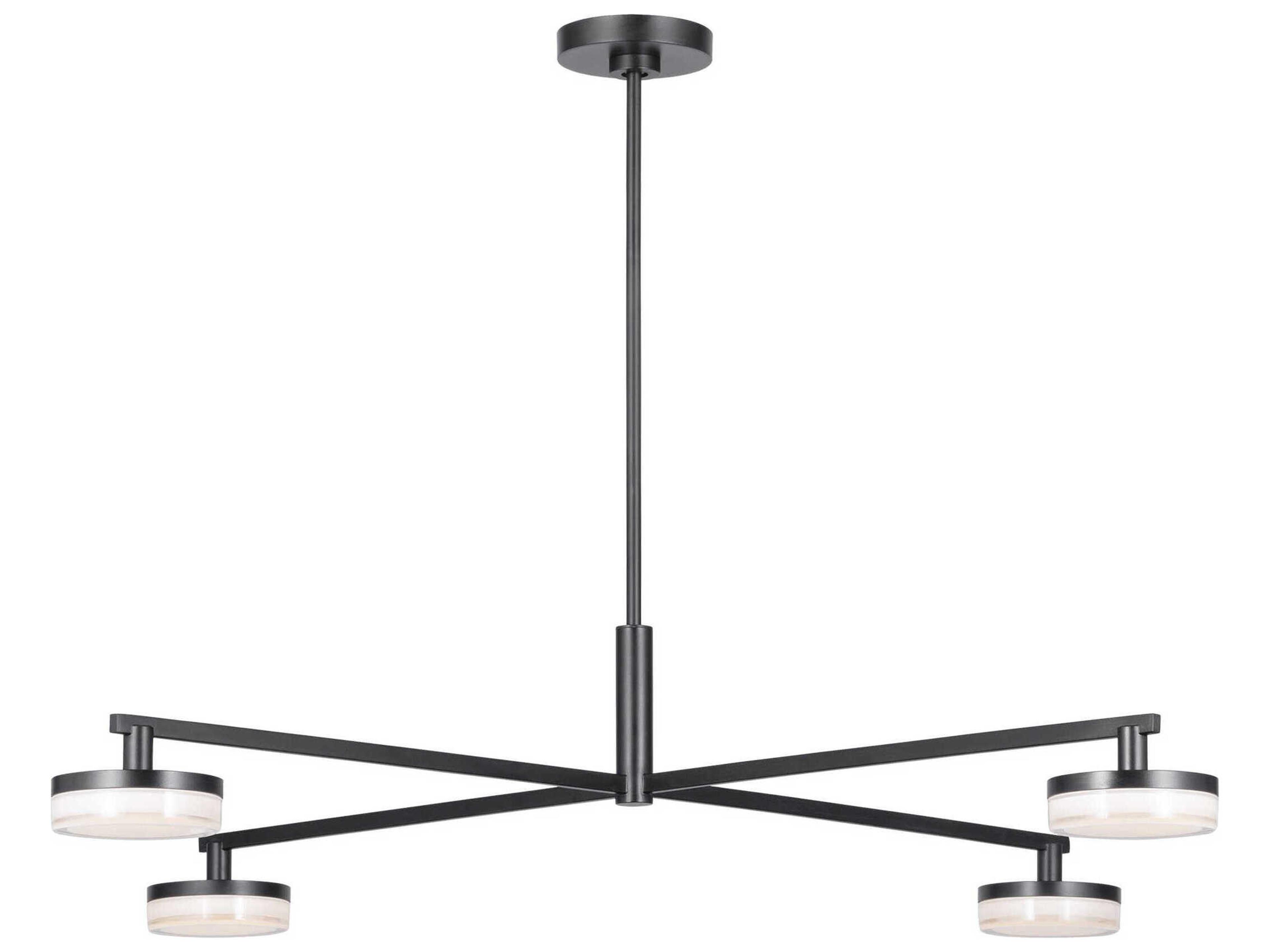 Visual Comfort Studio Khan 4-Light Aged Iron Black Linear Chandelier