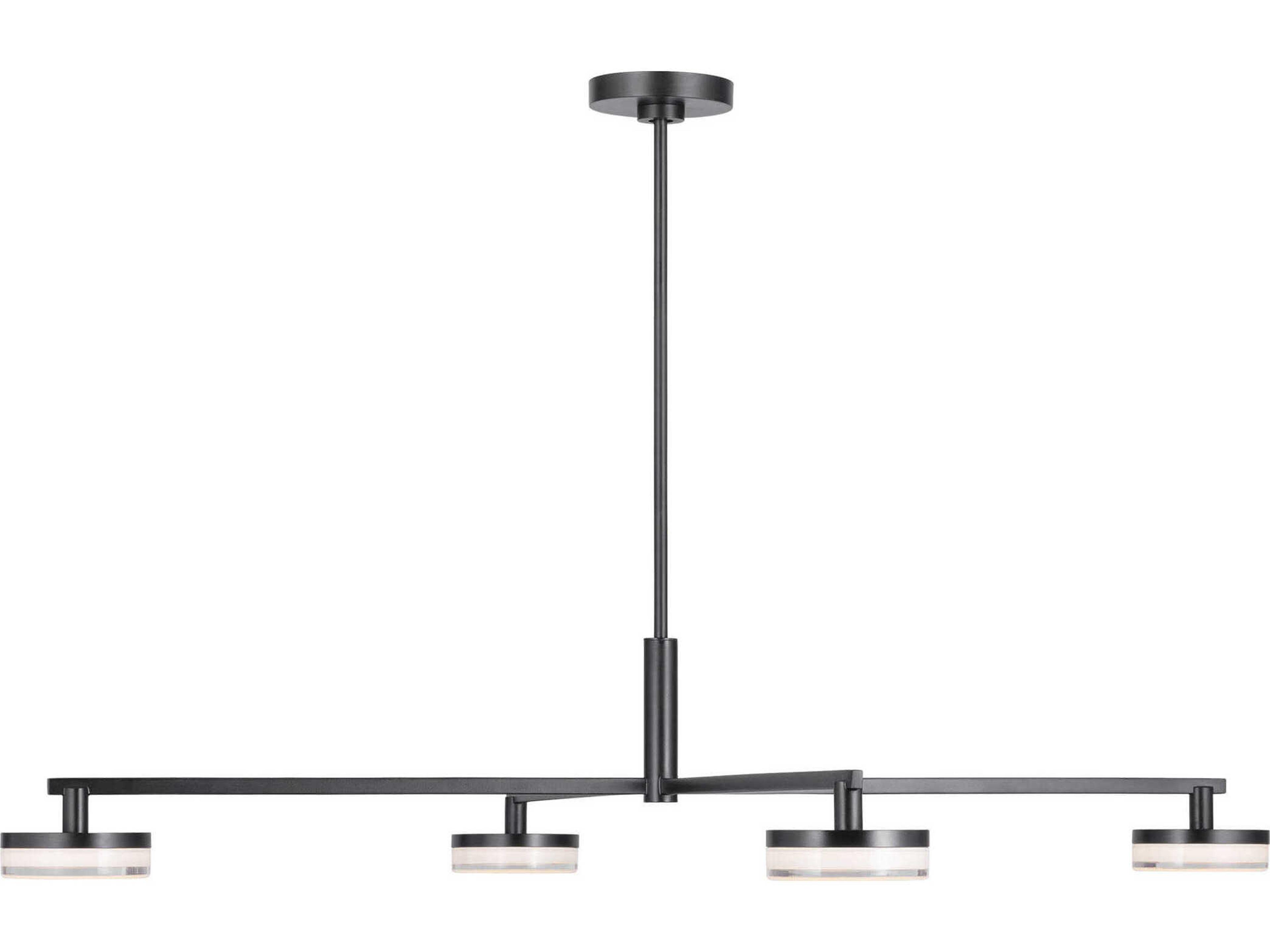 Visual Comfort Studio Khan 4-Light Aged Iron Black Linear Chandelier
