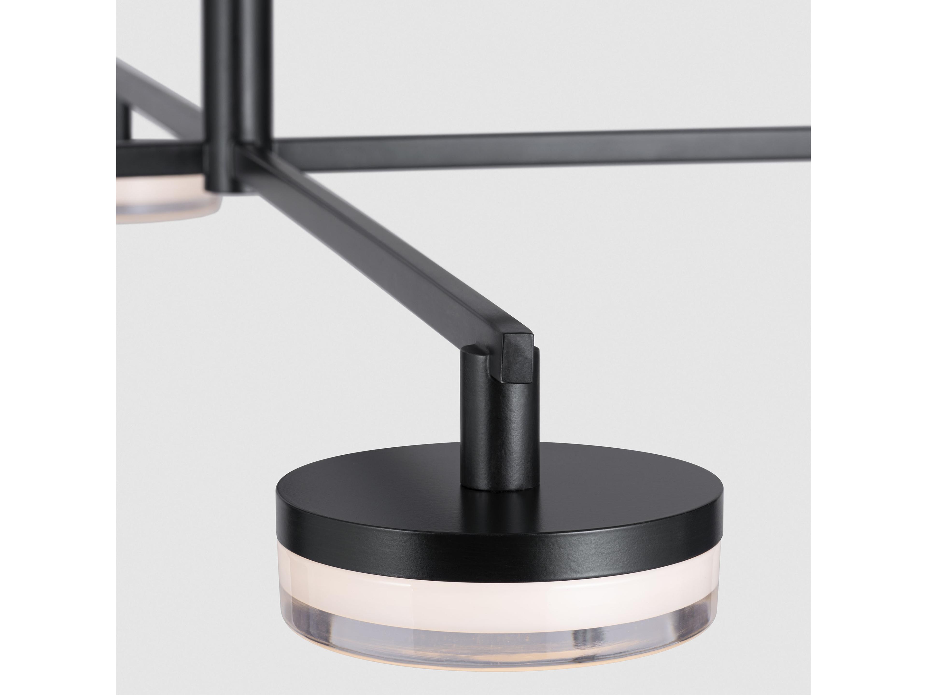 Visual Comfort Studio Khan 4-Light Aged Iron Black Linear Chandelier