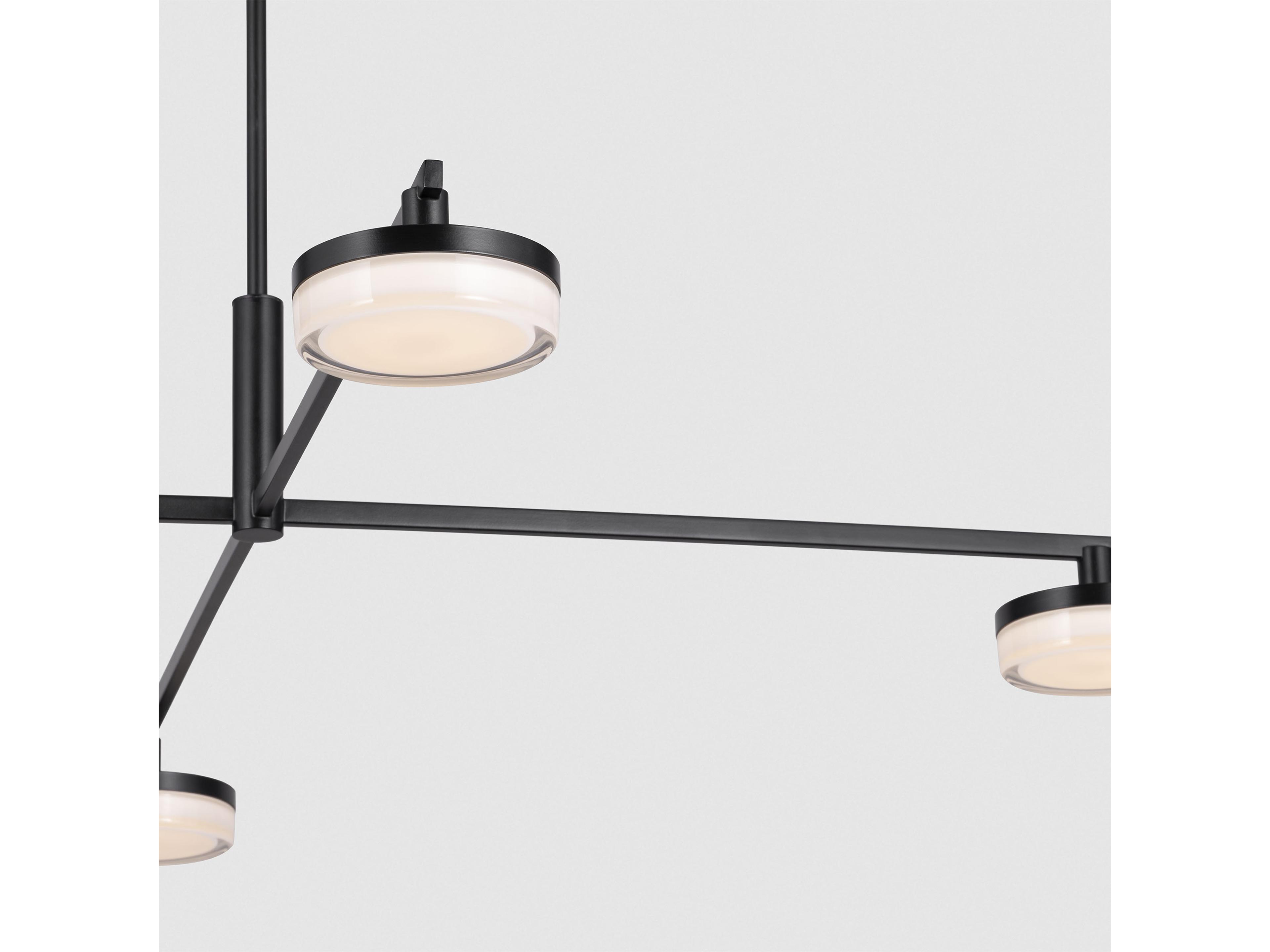 Visual Comfort Studio Khan 4-Light Aged Iron Black Linear Chandelier