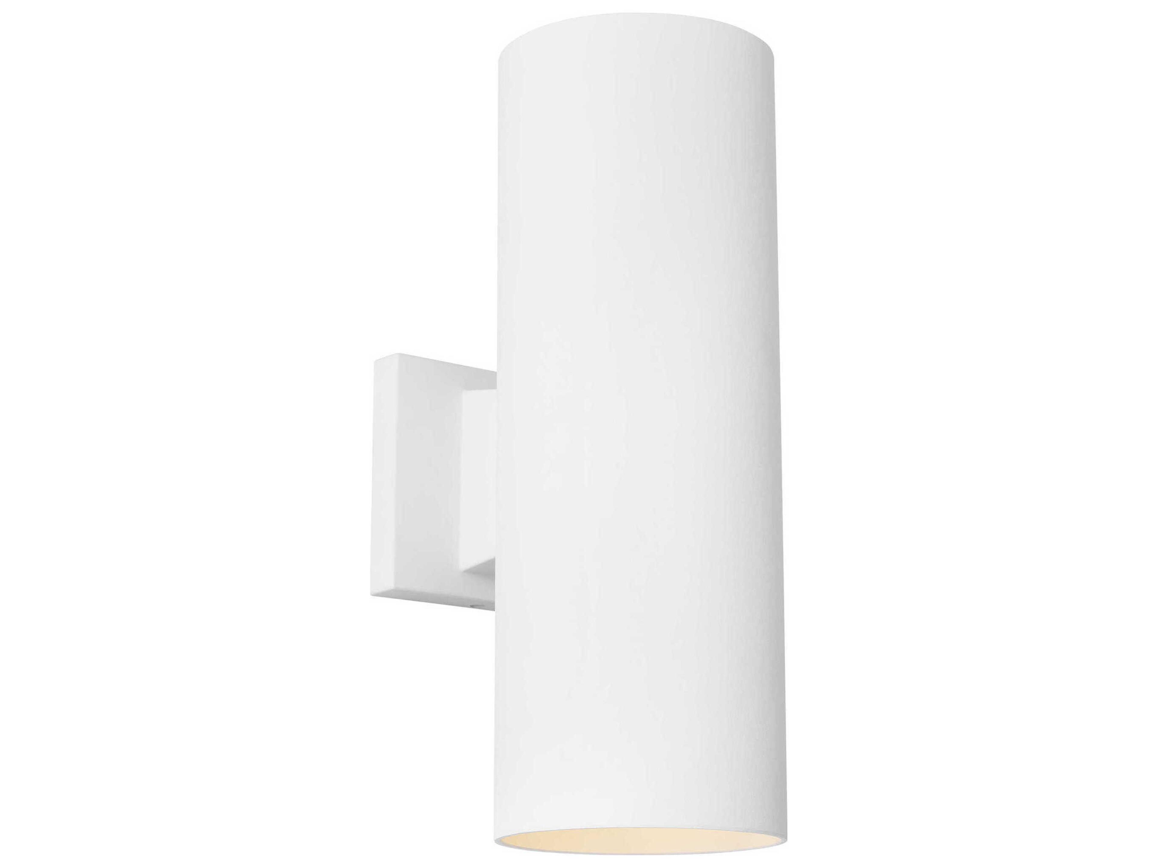 2 Light Outdoor Wall Lantern Outdoor Cylinders Textured White Up Down