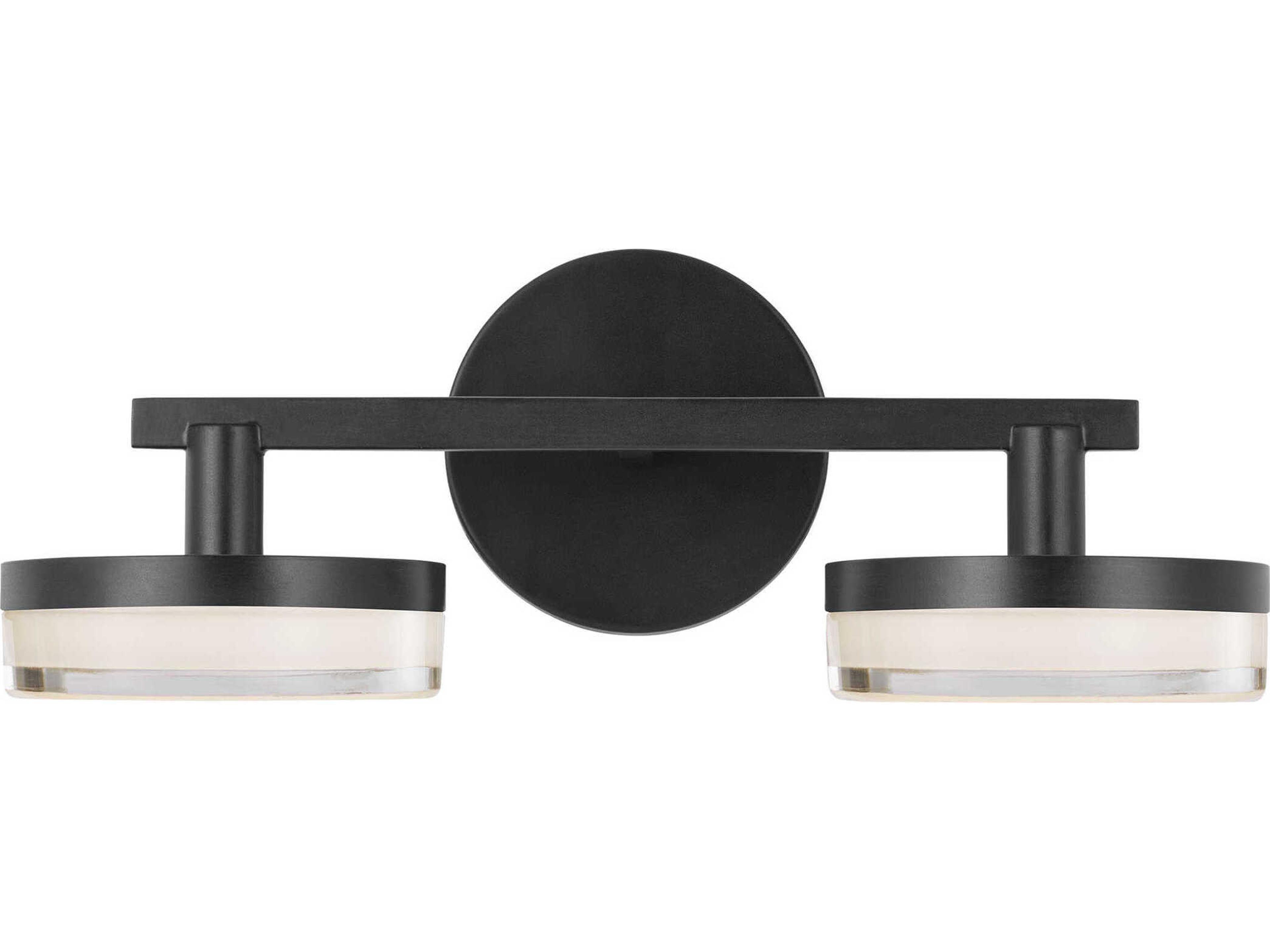 Visual Comfort Studio Khan 2-Light Aged Iron Black Vanity Light