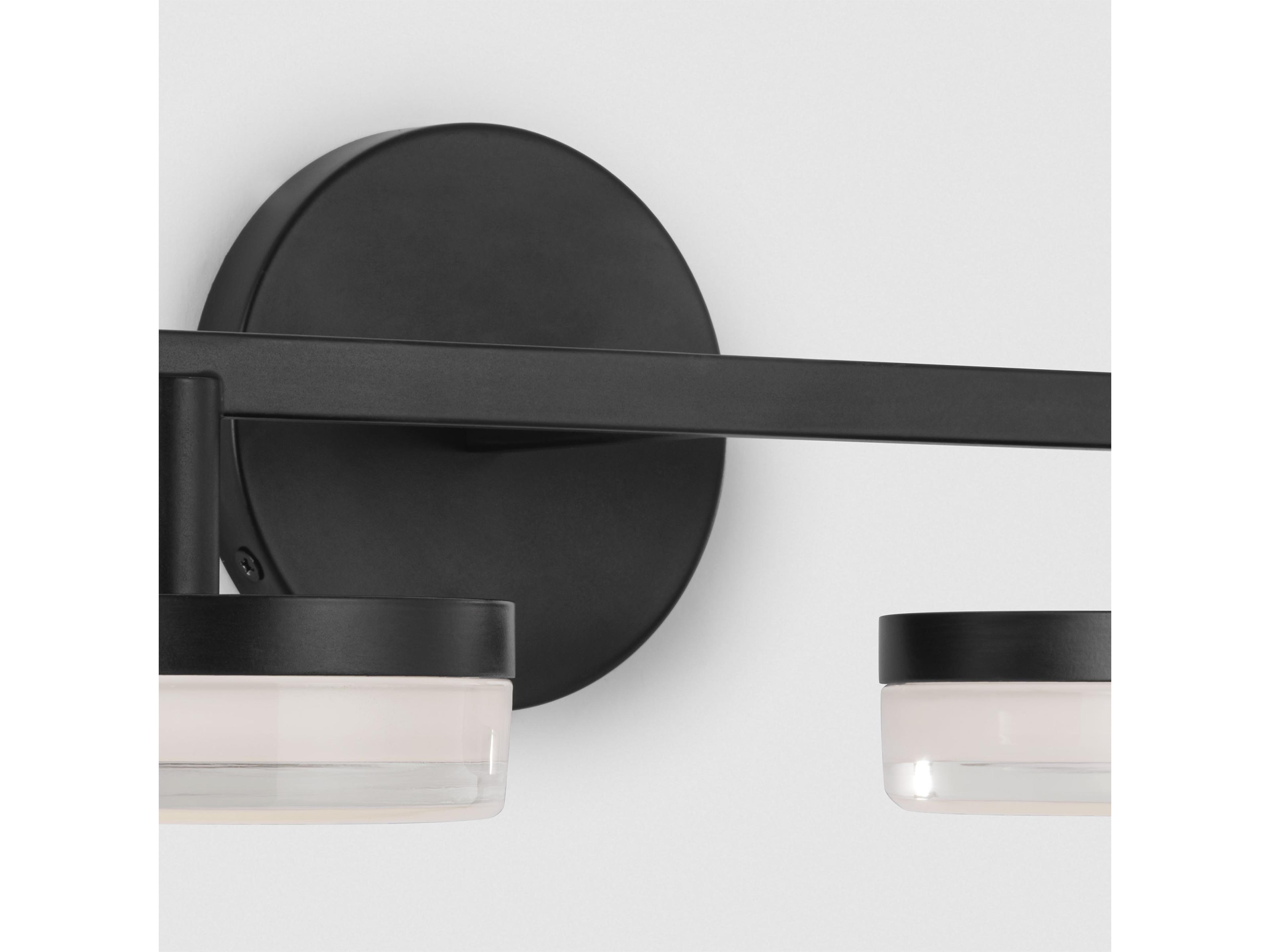 Visual Comfort Studio Khan 2-Light Aged Iron Black Vanity Light