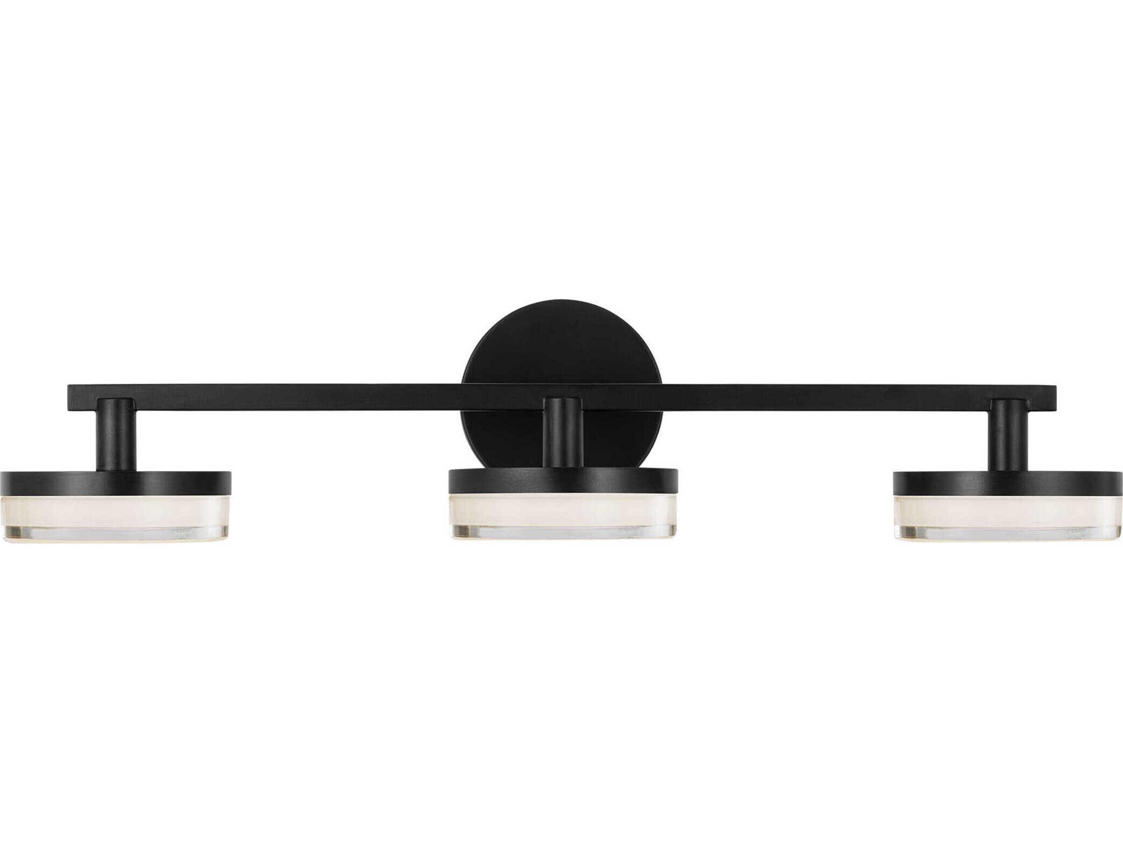 Visual Comfort Studio Khan 3-Light Aged Iron Black Vanity Light