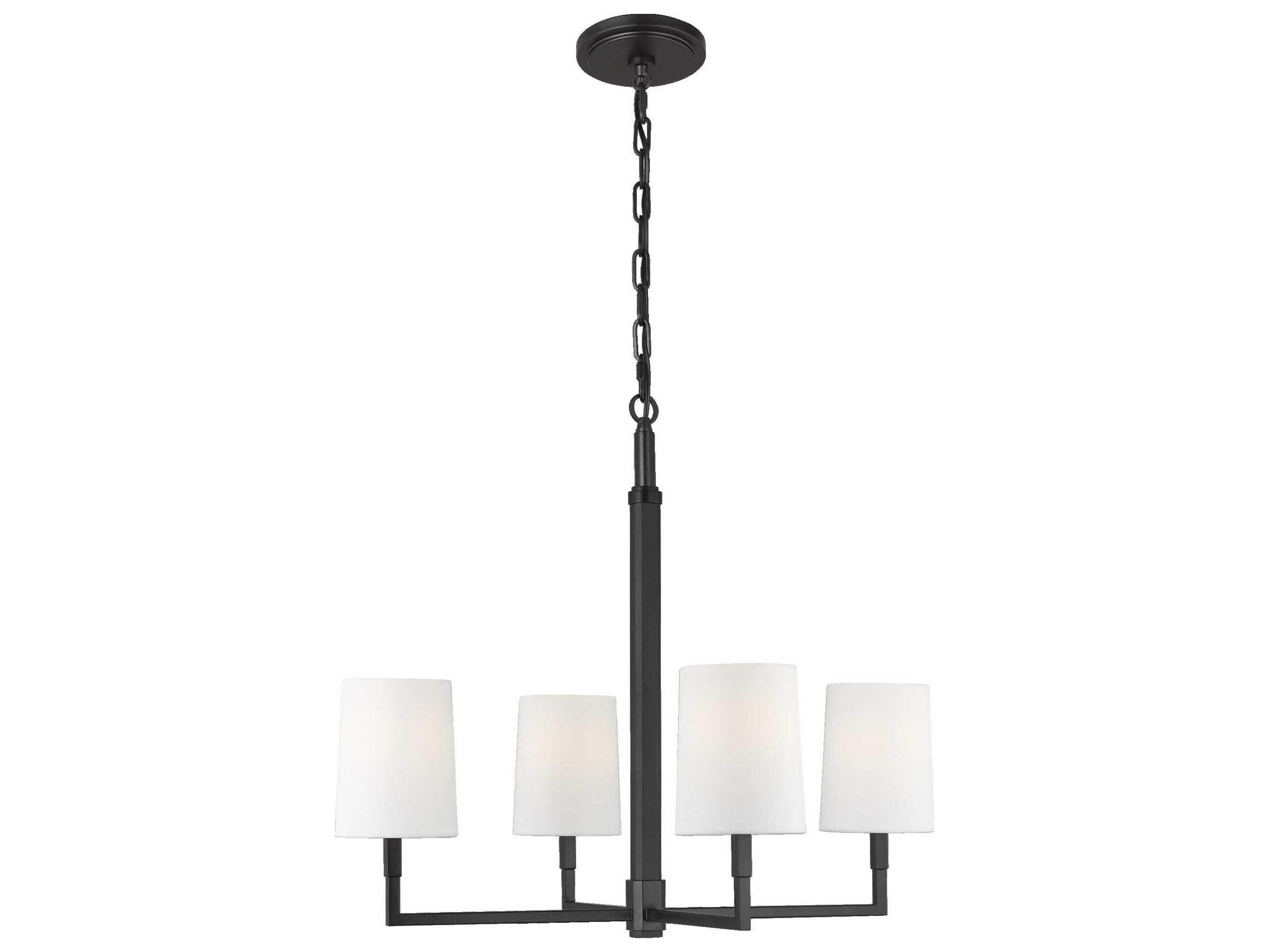 Visual Comfort Studio Danica 4-Light Aged Iron Black Candelabra Cylinder Chandelier