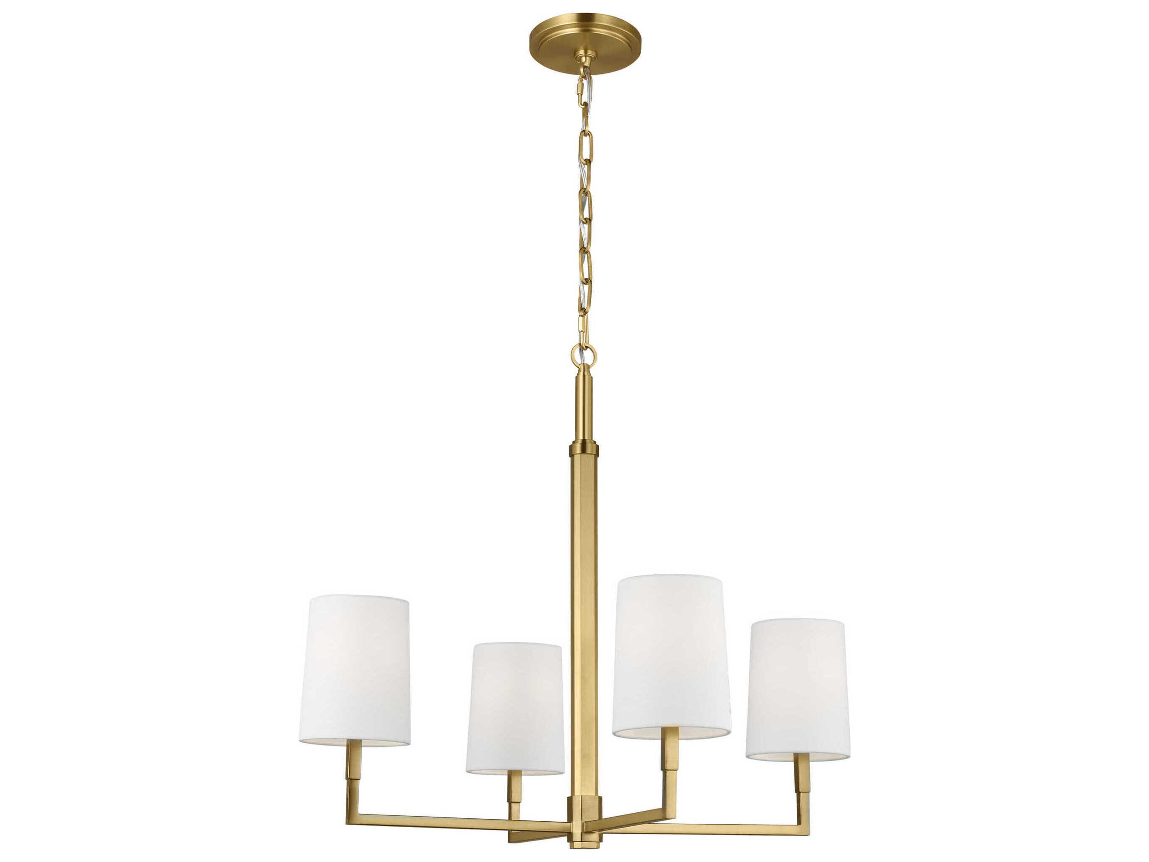 4 Light Chandelier Danica Burnished Brass White Linen