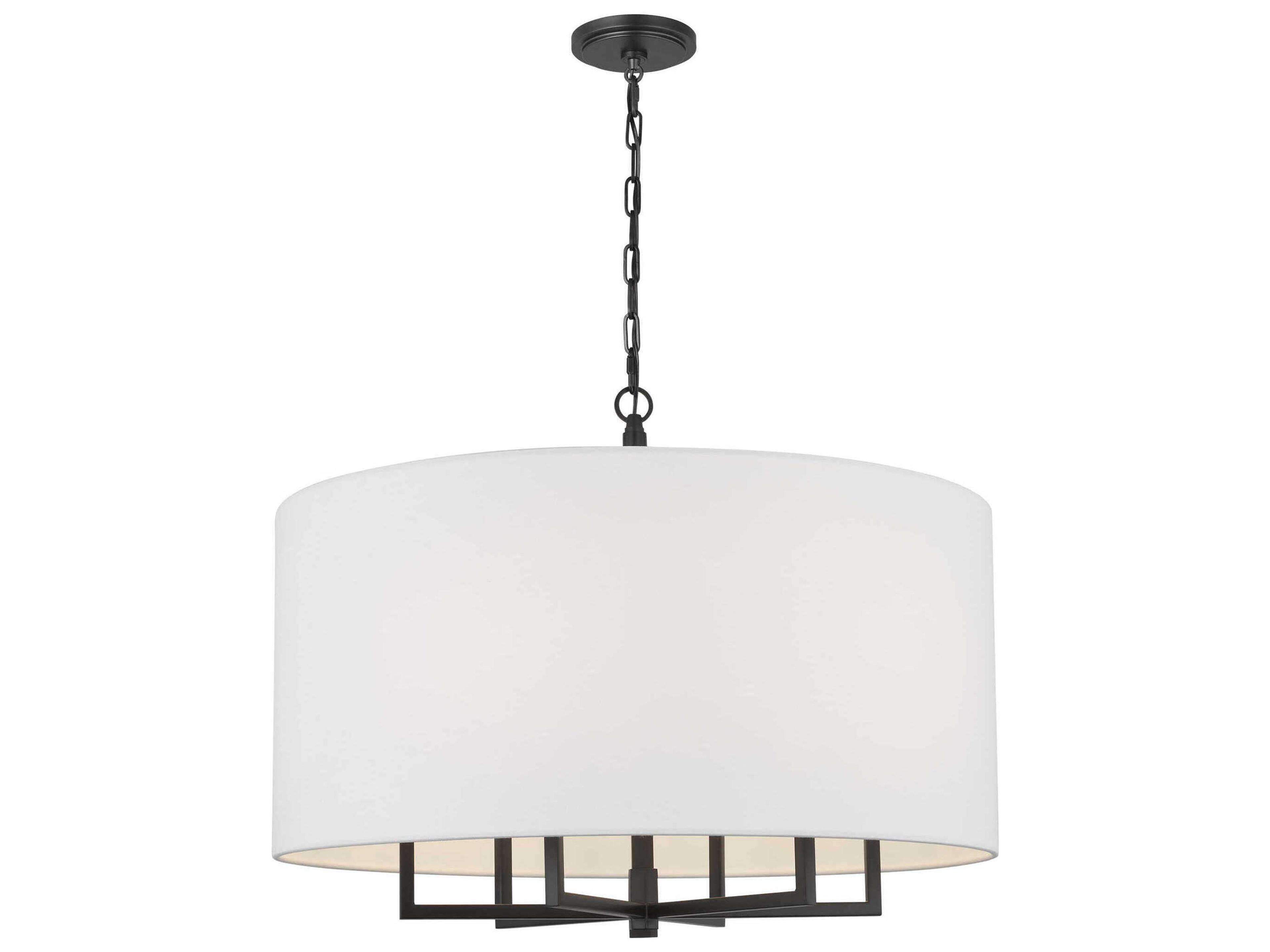 Danica 6-Light Chandelier Aged Iron White Linen Shade