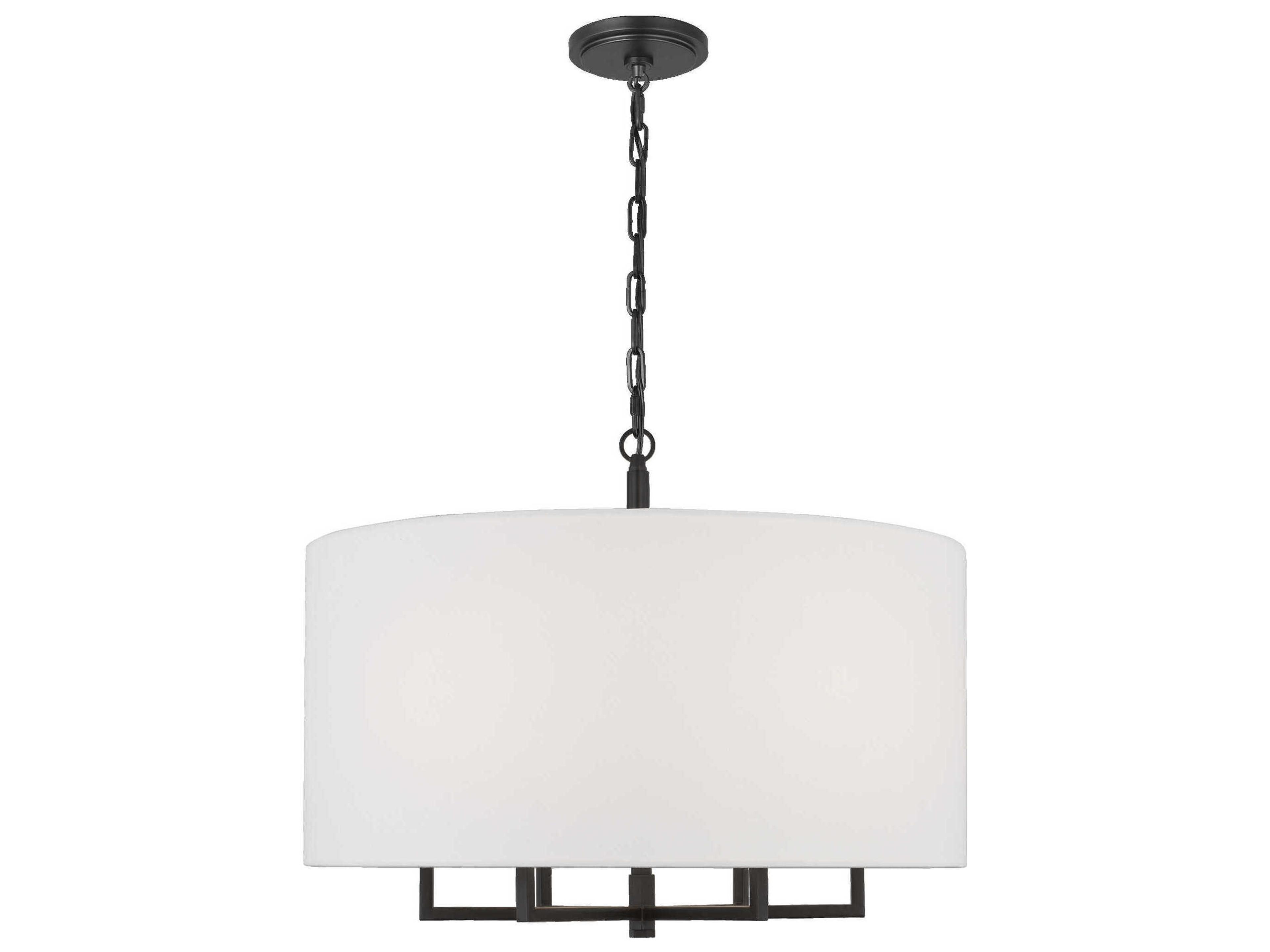 Visual Comfort Studio Danica 6-Light Aged Iron Black Candelabra Drum Chandelier