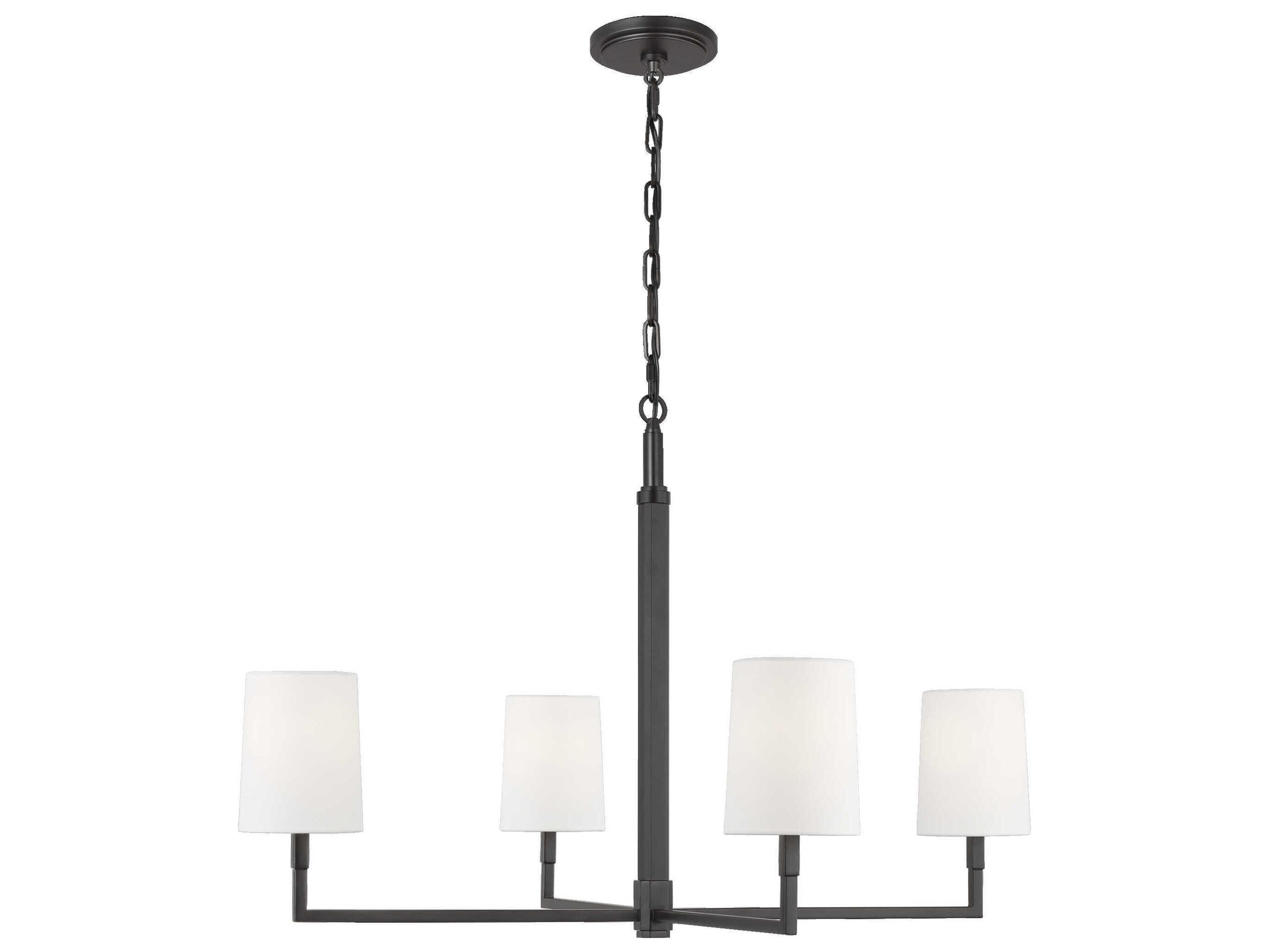 Visual Comfort Studio Danica 4-Light Aged Iron Black Candelabra Cylinder Chandelier
