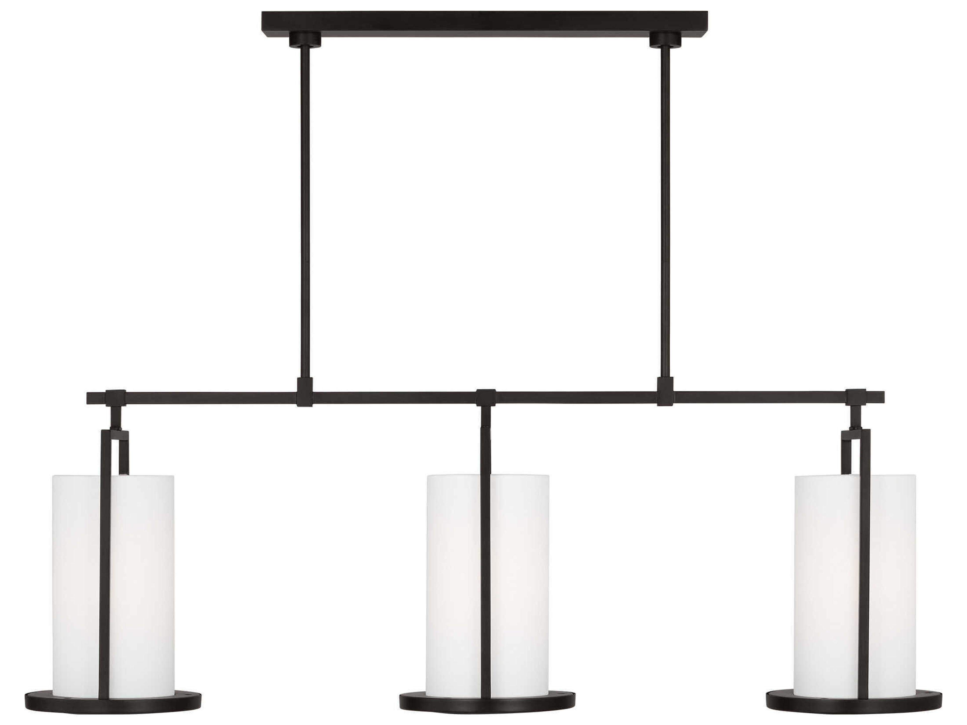 Visual Comfort Studio Sherwood 3-Light Aged Iron Black Cylinder Island Pendant
