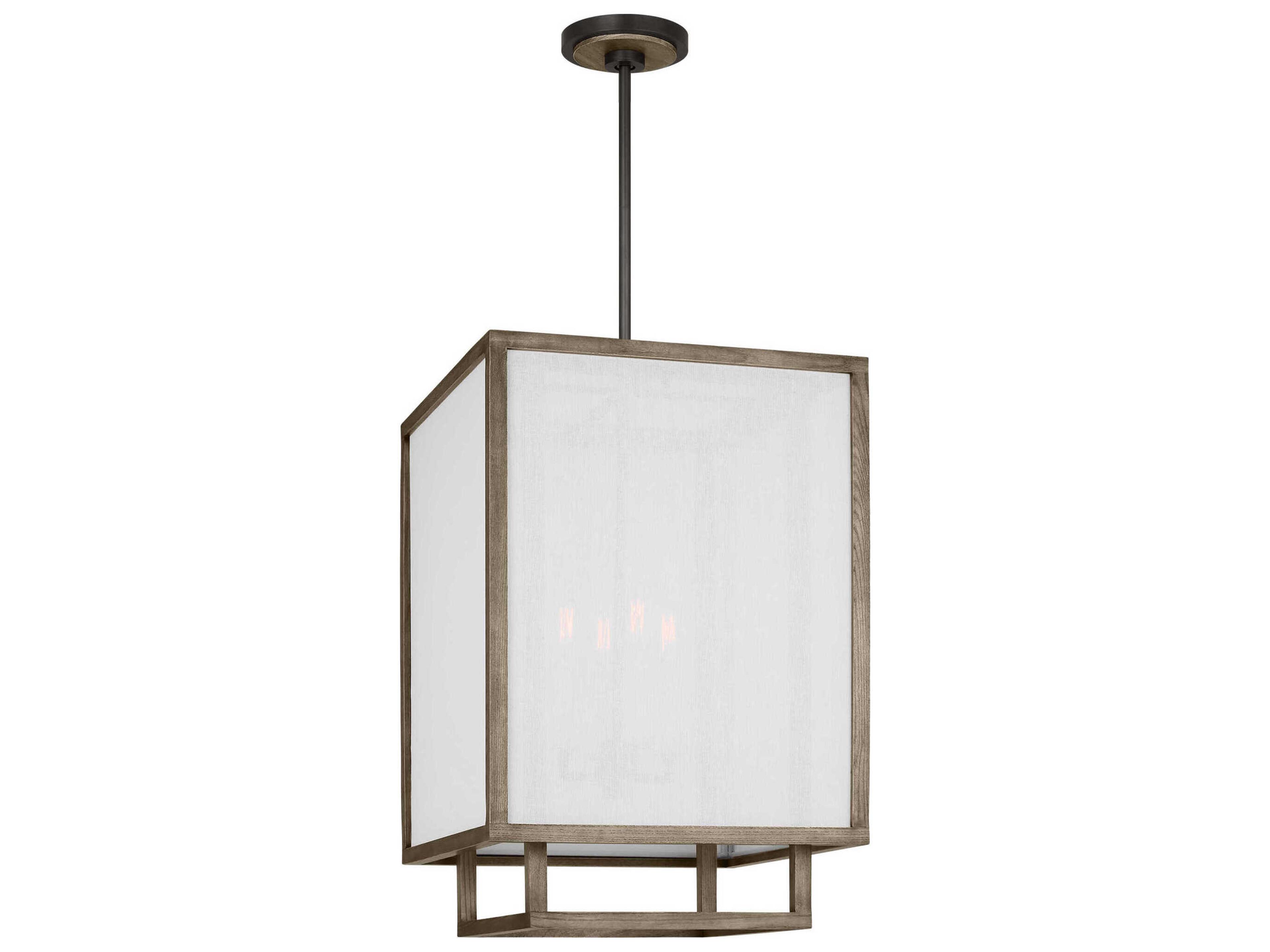 Brockway 4-Light Weathered Oak Wood Brown Pendant