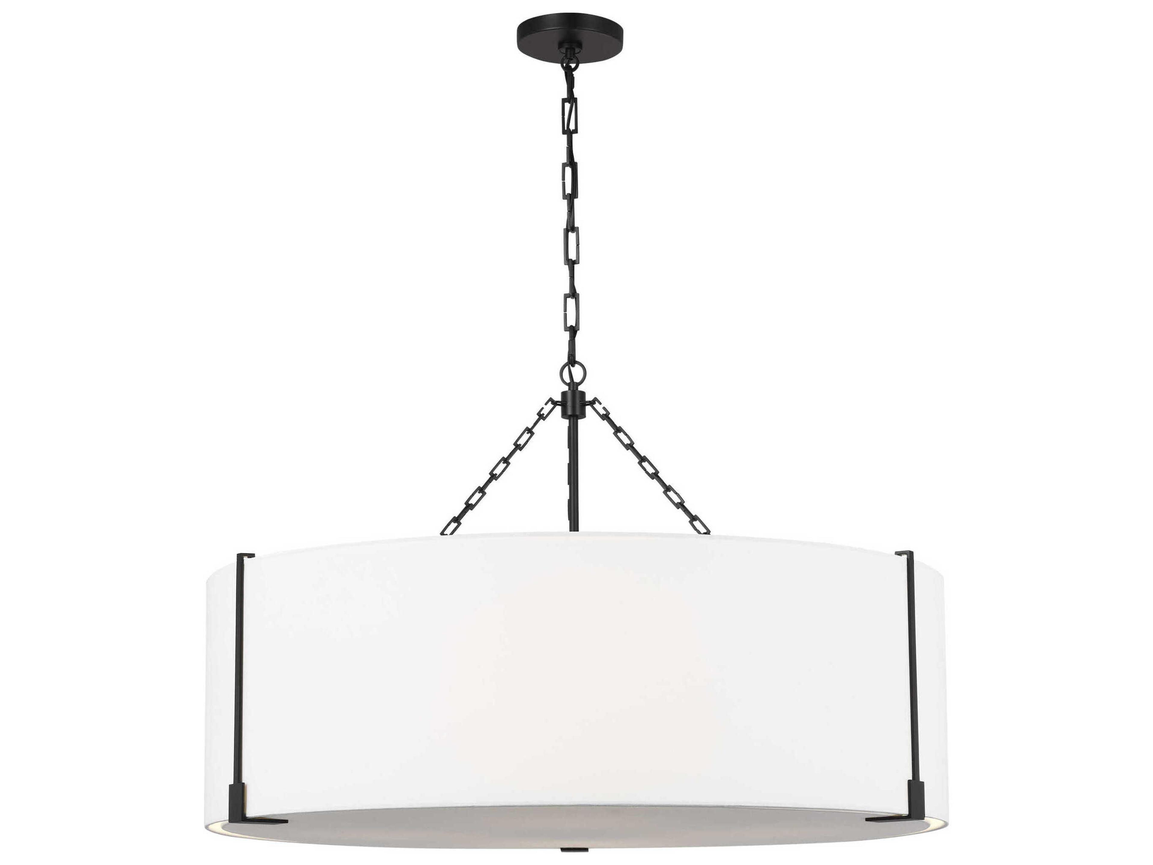 Bergen 4-Light Aged Iron Black Drum Pendant