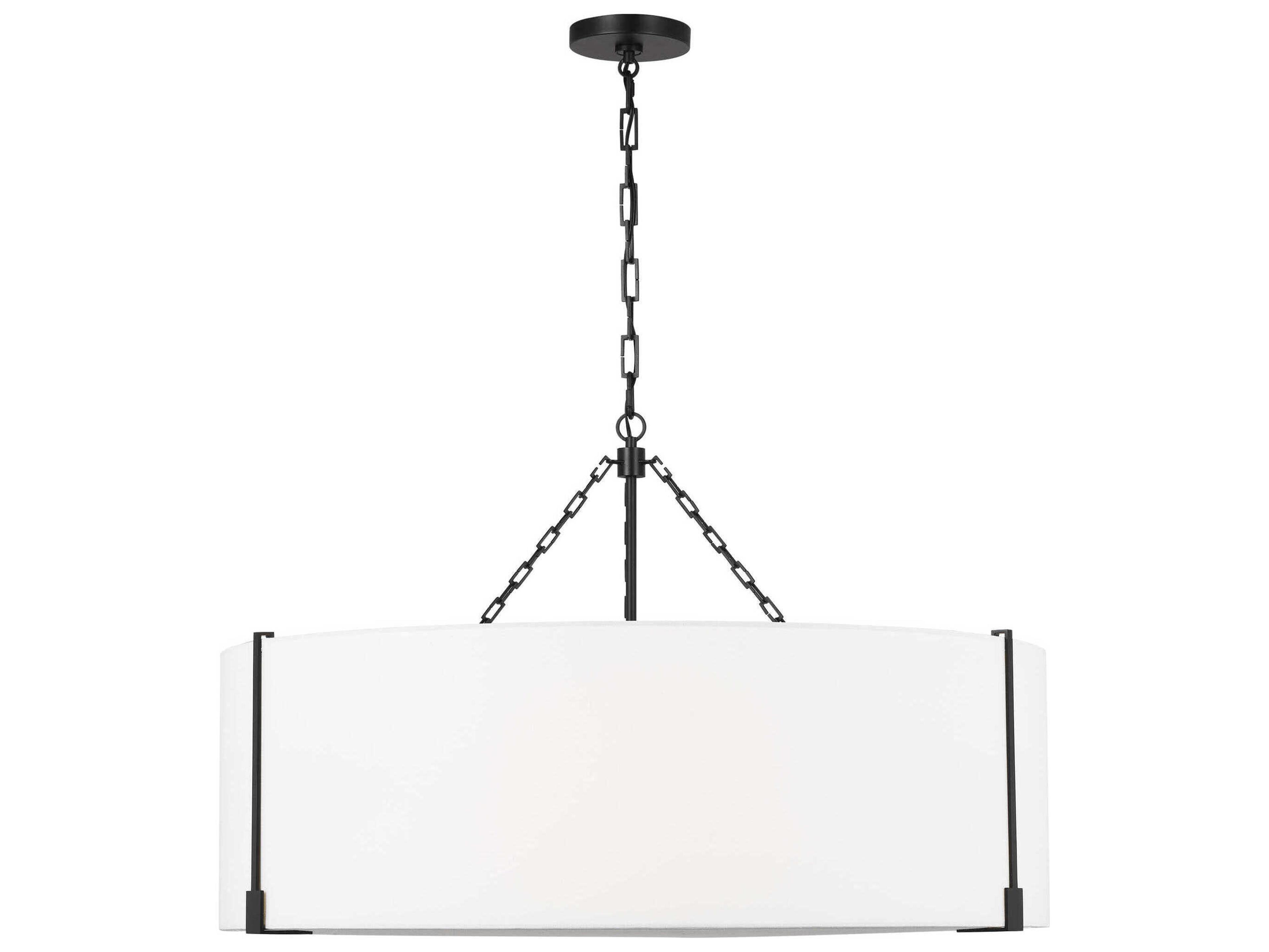 Visual Comfort Studio Bergen 4-Light Aged Iron Black Drum Pendant