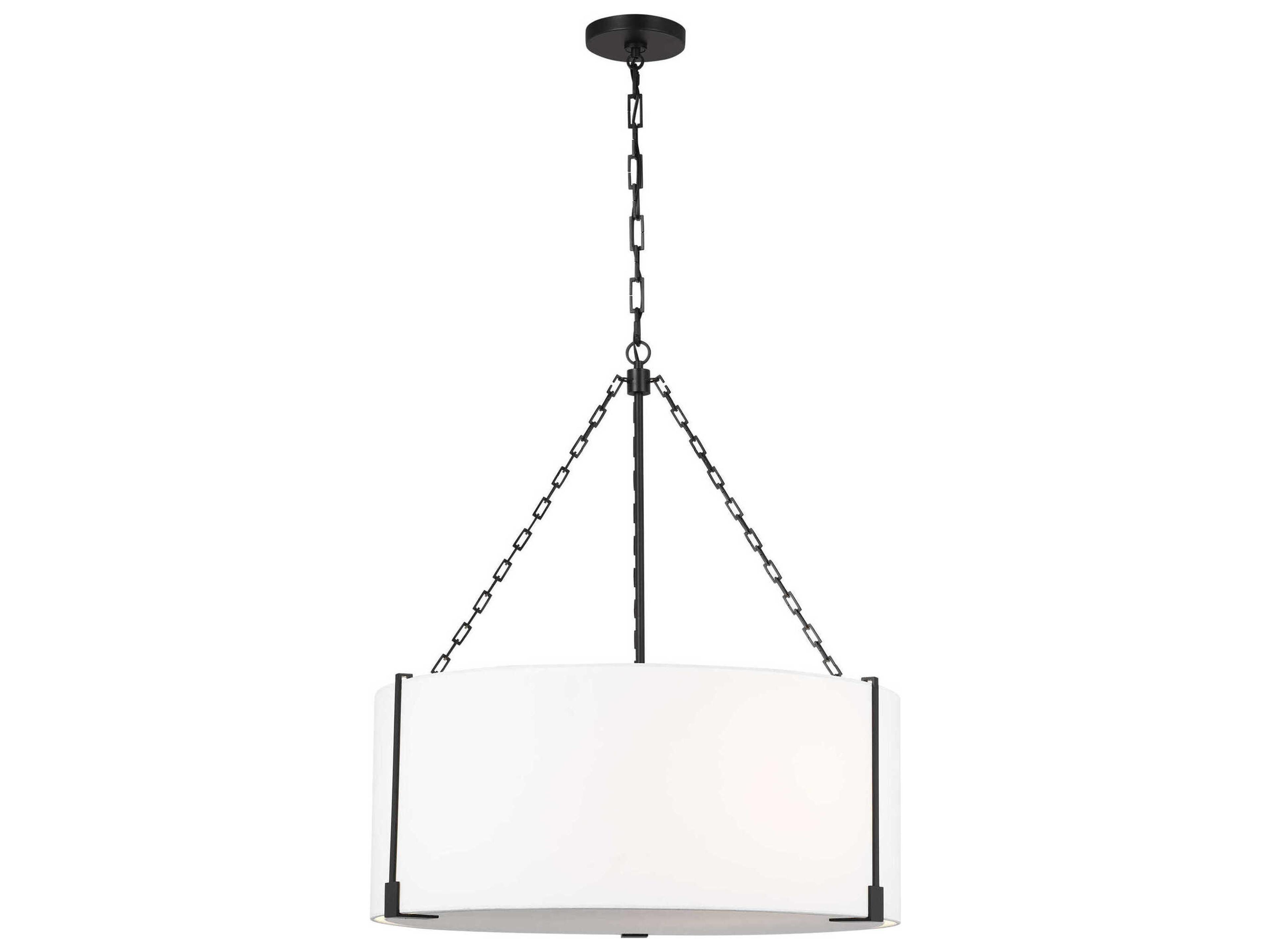 Bergen 3-Light Aged Iron Black Drum Pendant
