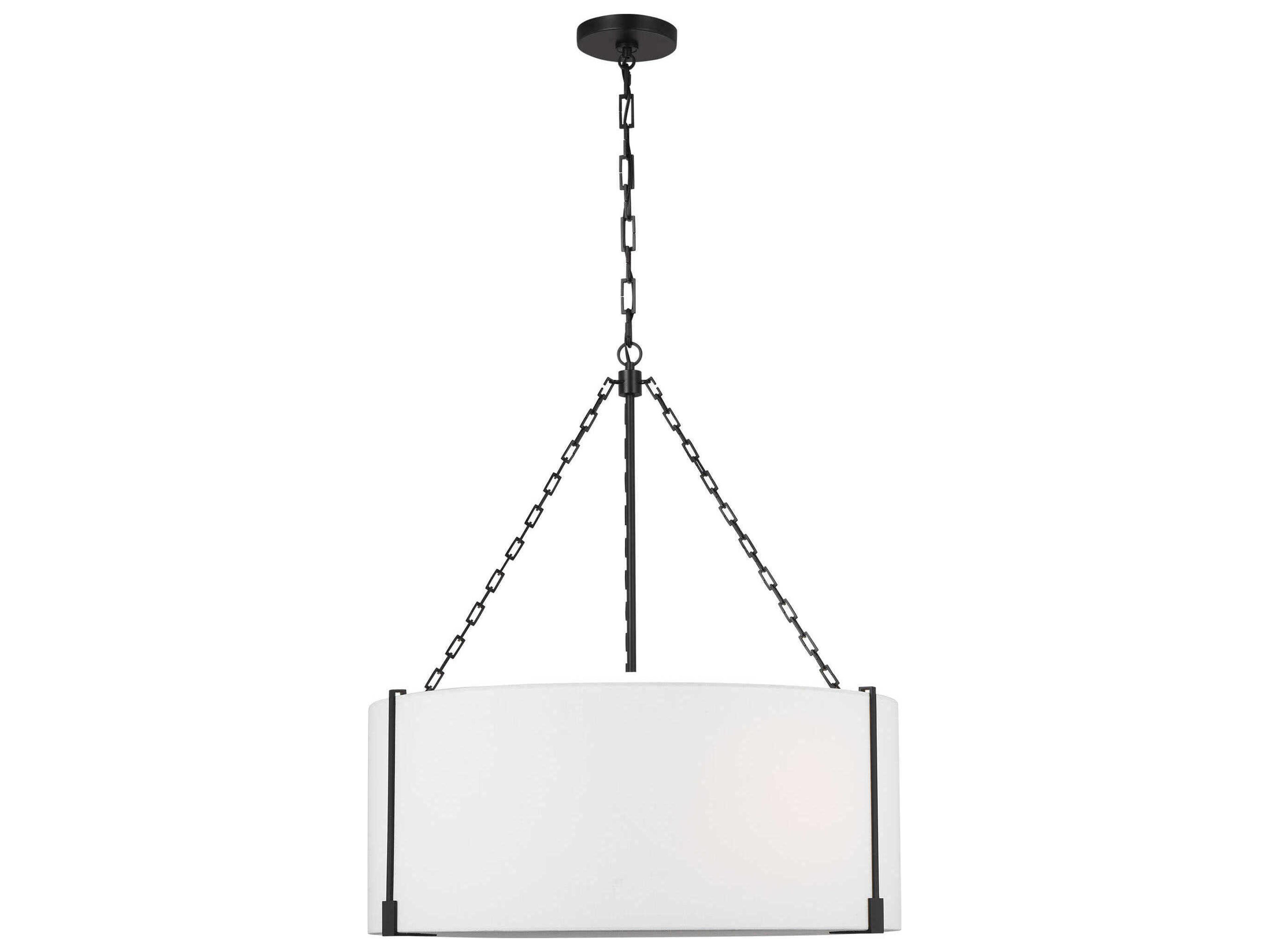 Visual Comfort Studio Bergen 3-Light Aged Iron Black Drum Pendant