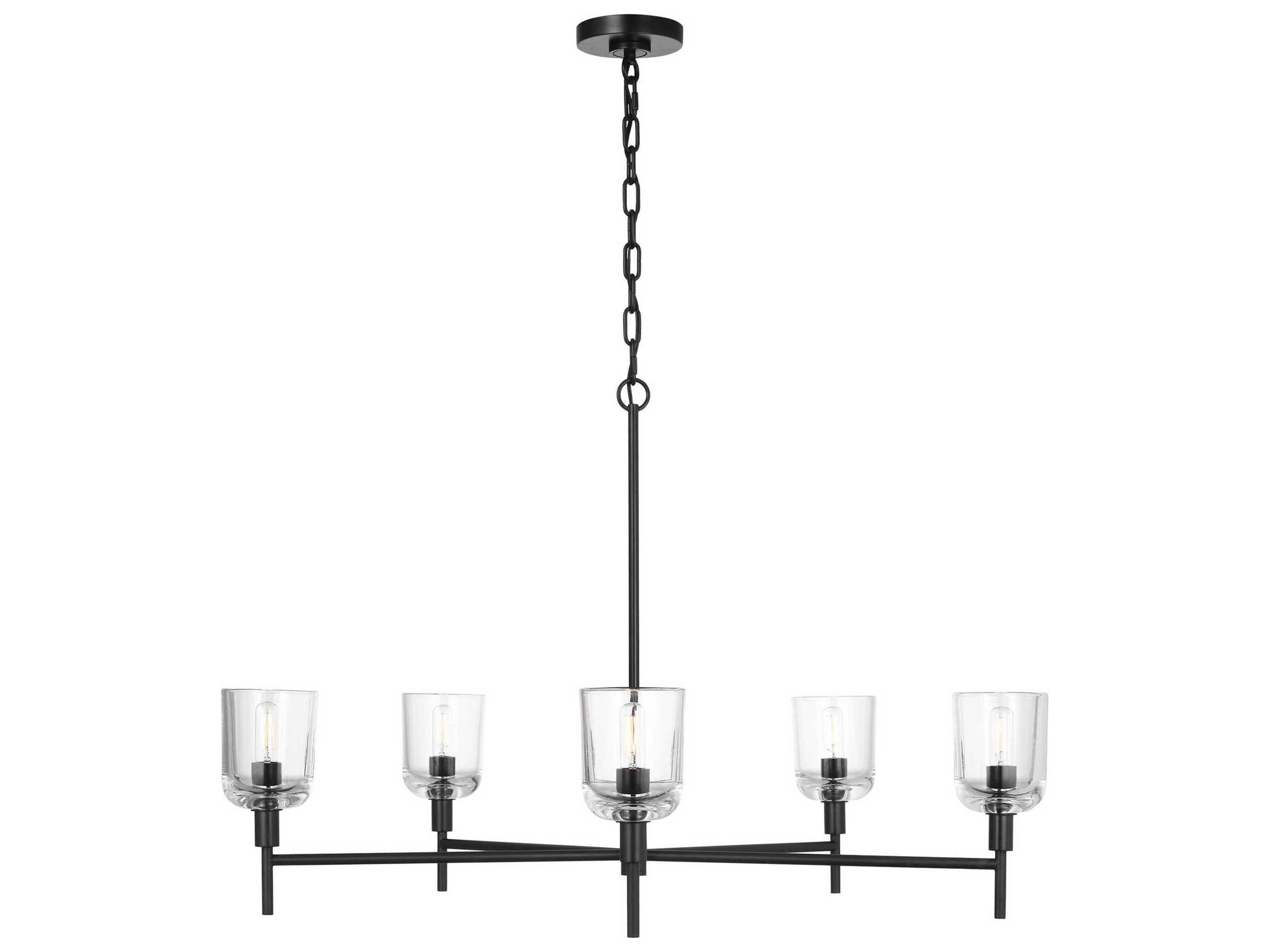 Visual Comfort Studio Hartley 5-Light Aged Iron Black Candelabra Chandelier