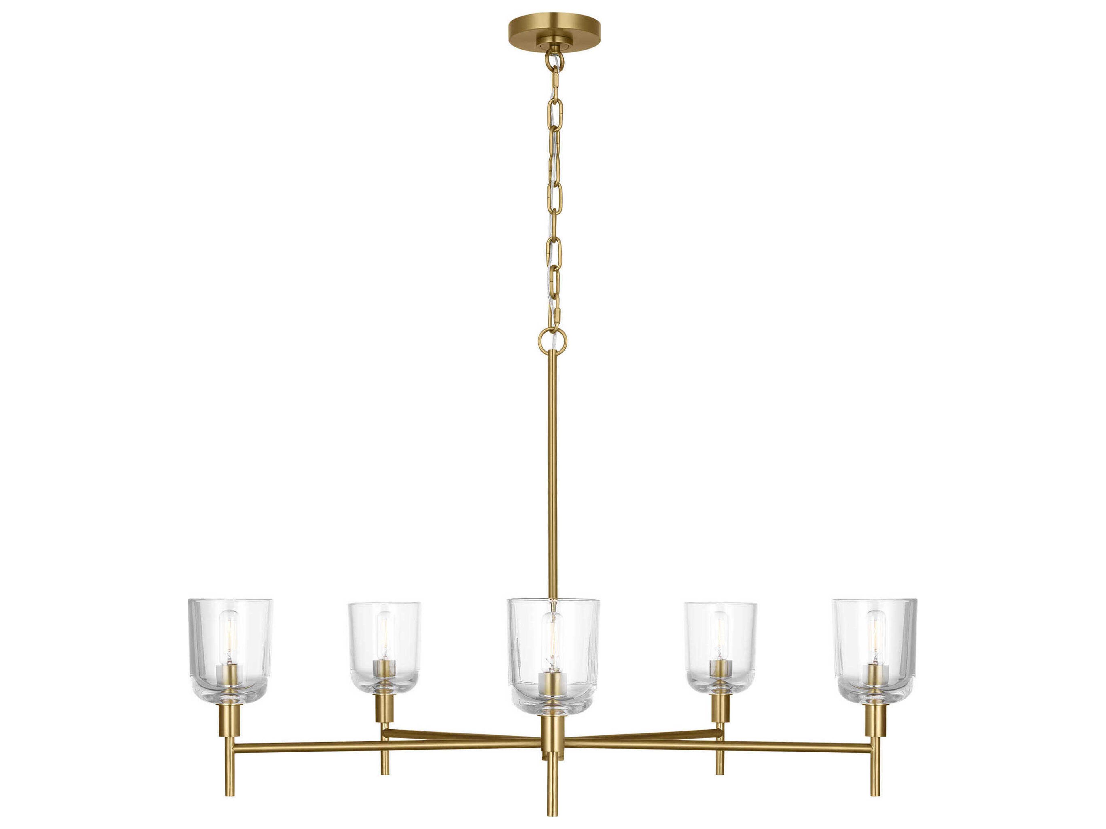 Visual Comfort Studio Hartley 5-Light Burnished Brass Candelabra Chandelier