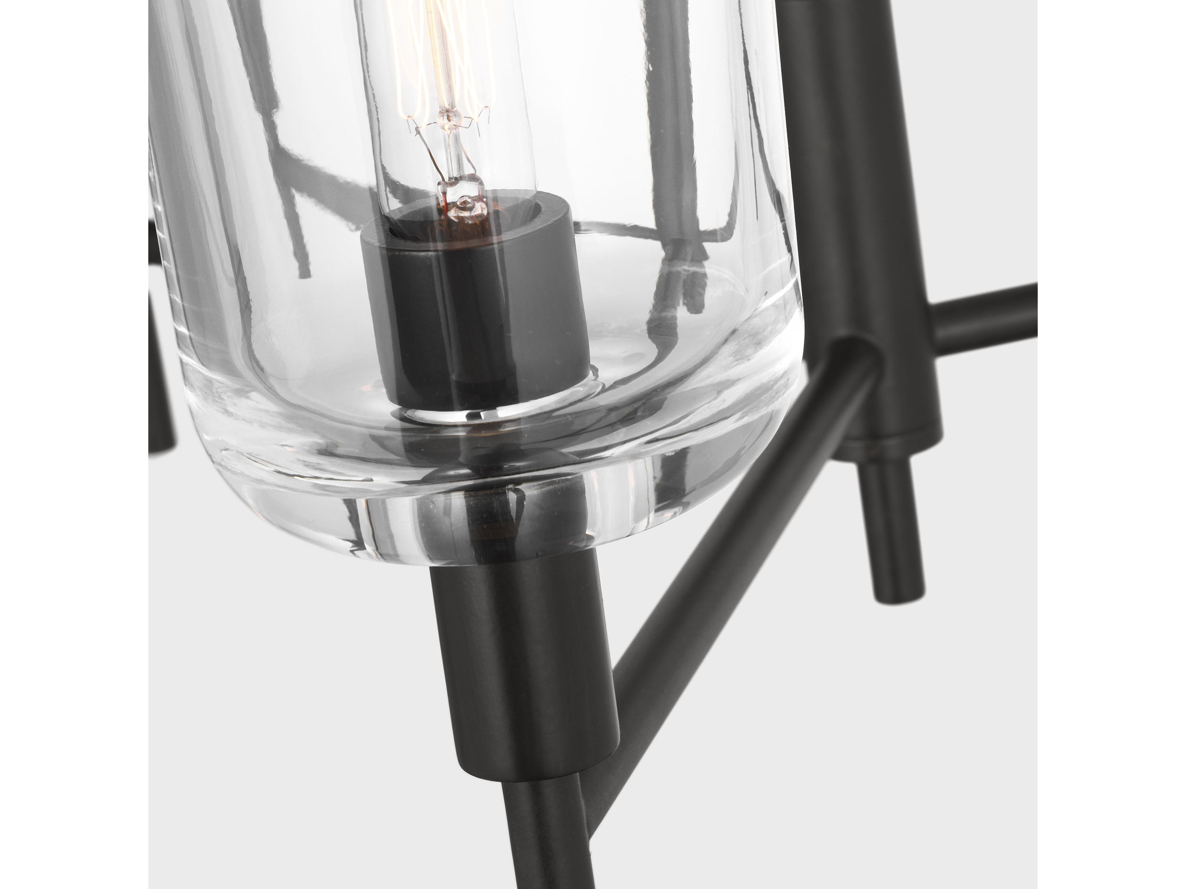 Visual Comfort Studio Hartley 3-Light Aged Iron Black Candelabra Chandelier