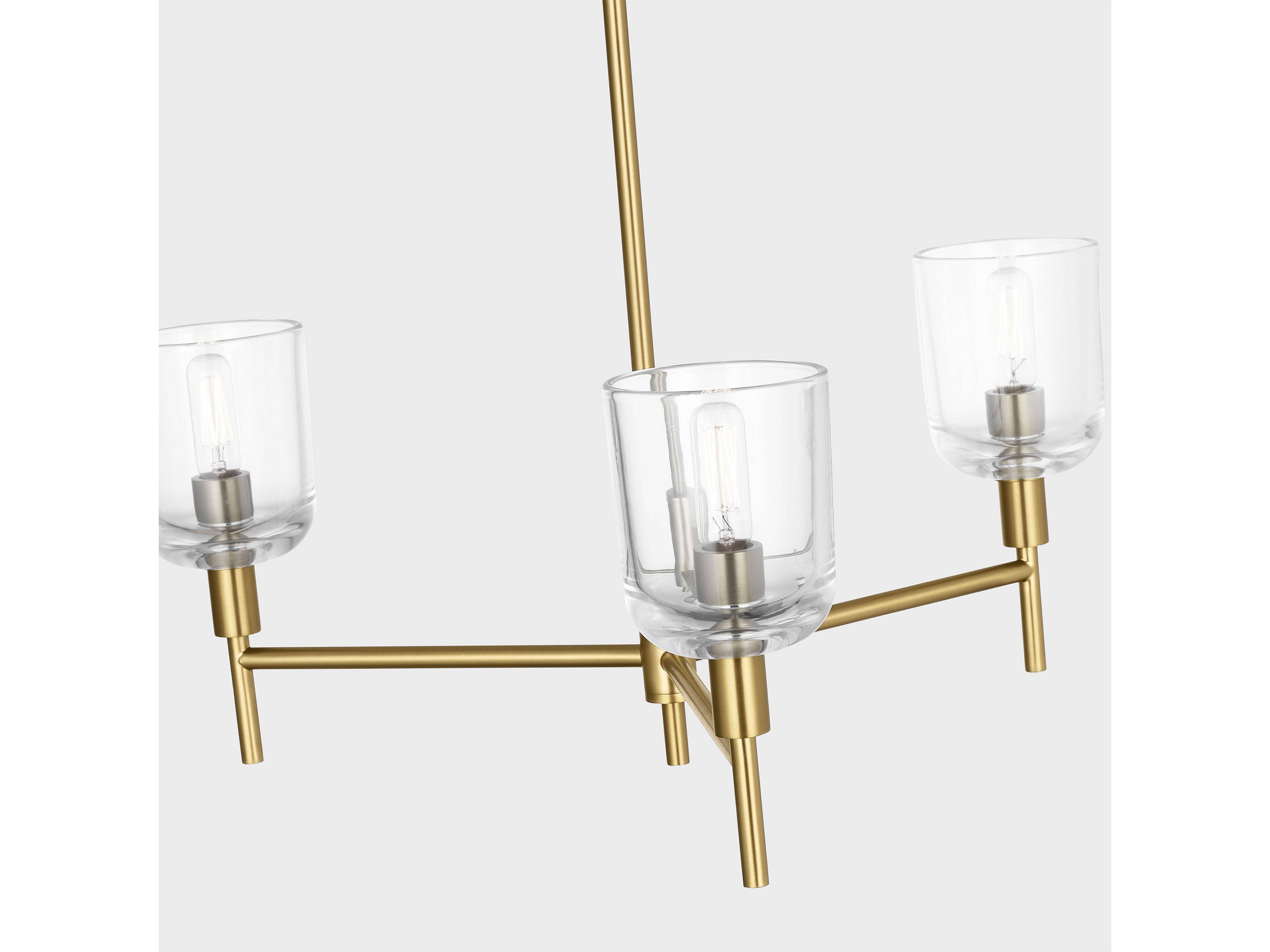 Visual Comfort Studio Hartley 3-Light Burnished Brass Candelabra Chandelier