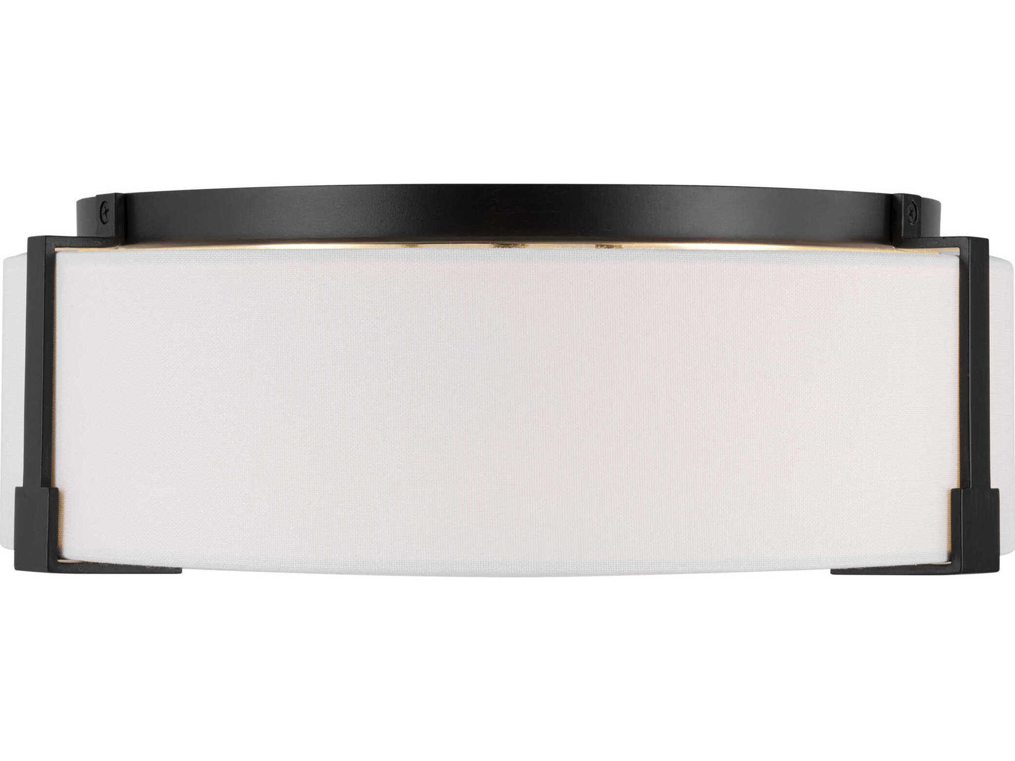 Visual Comfort Studio Bergen 2-Light Aged Iron Black Round Flush Mount