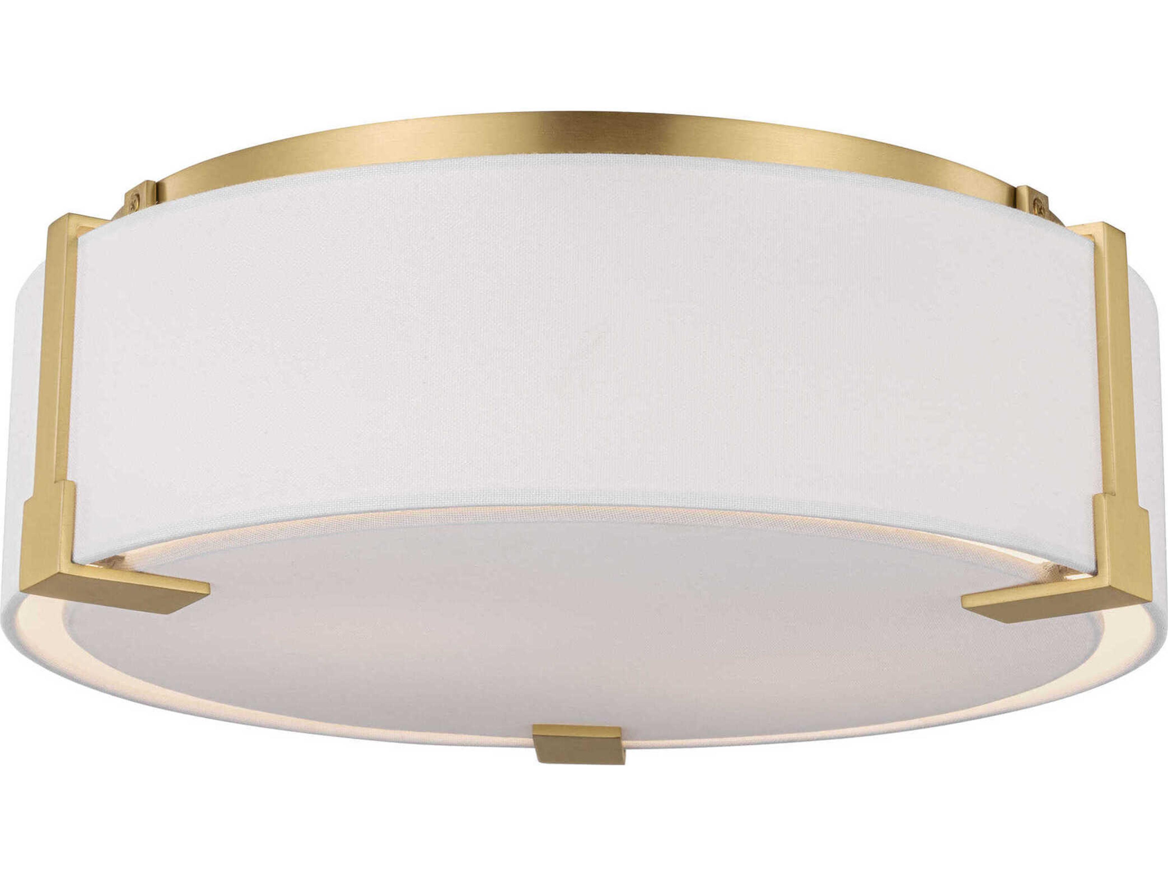 Visual Comfort Studio Bergen 2-Light Burnished Brass Round Flush Mount
