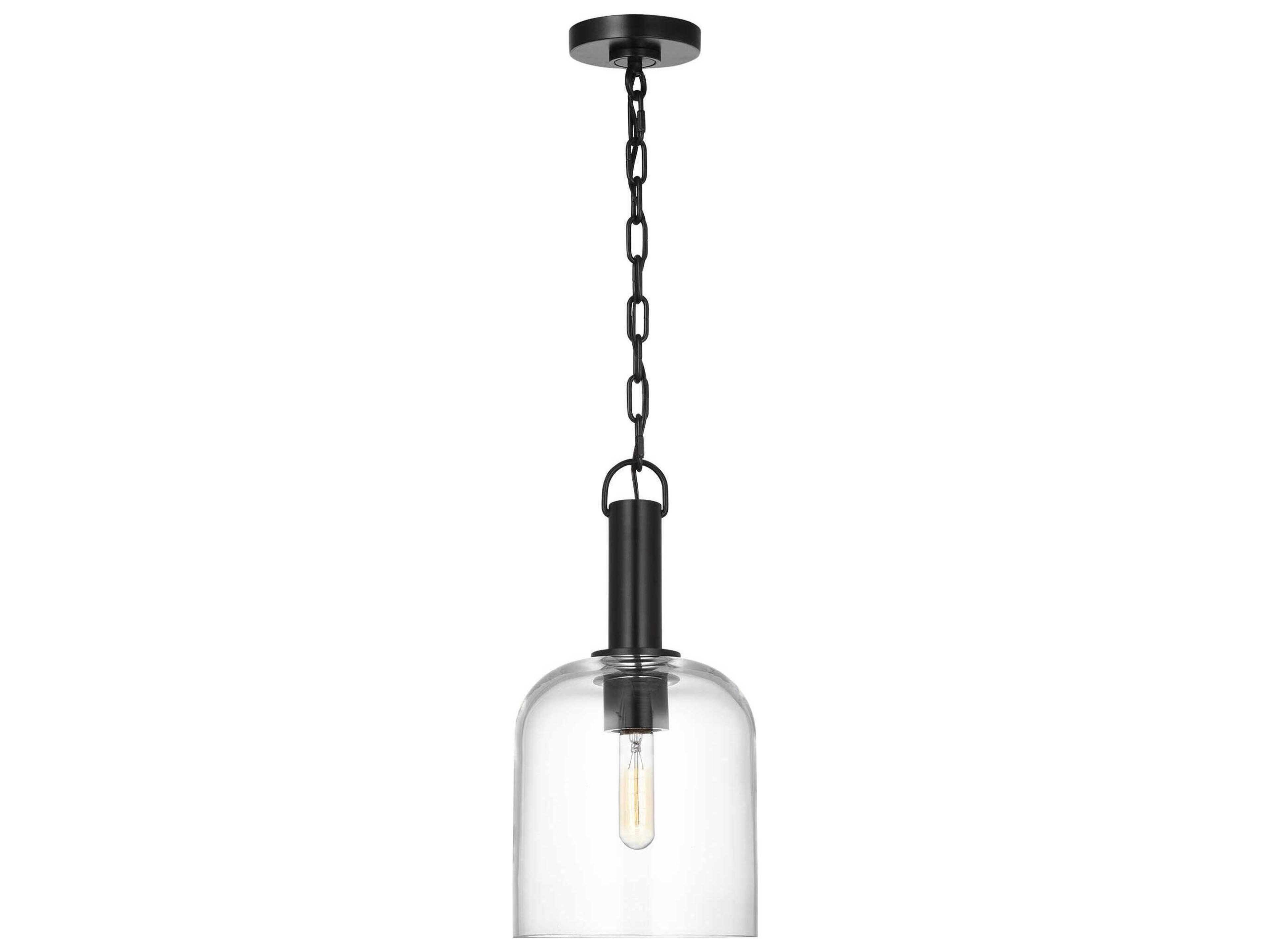 Visual Comfort Studio Hartley 1-Light Aged Iron Black Mini Pendant