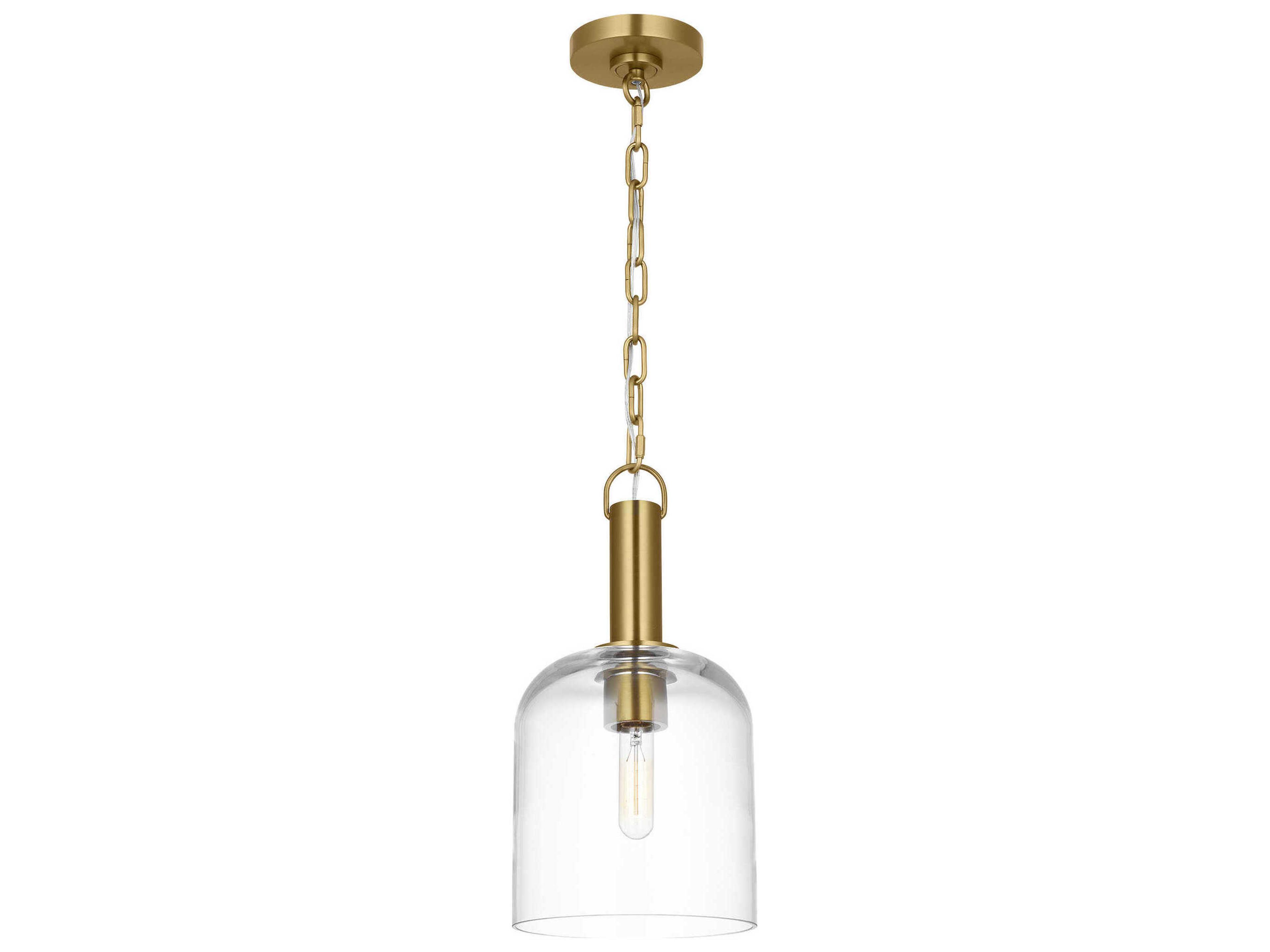 1 Light Pendant Hartley Burnished Brass Clear Glass