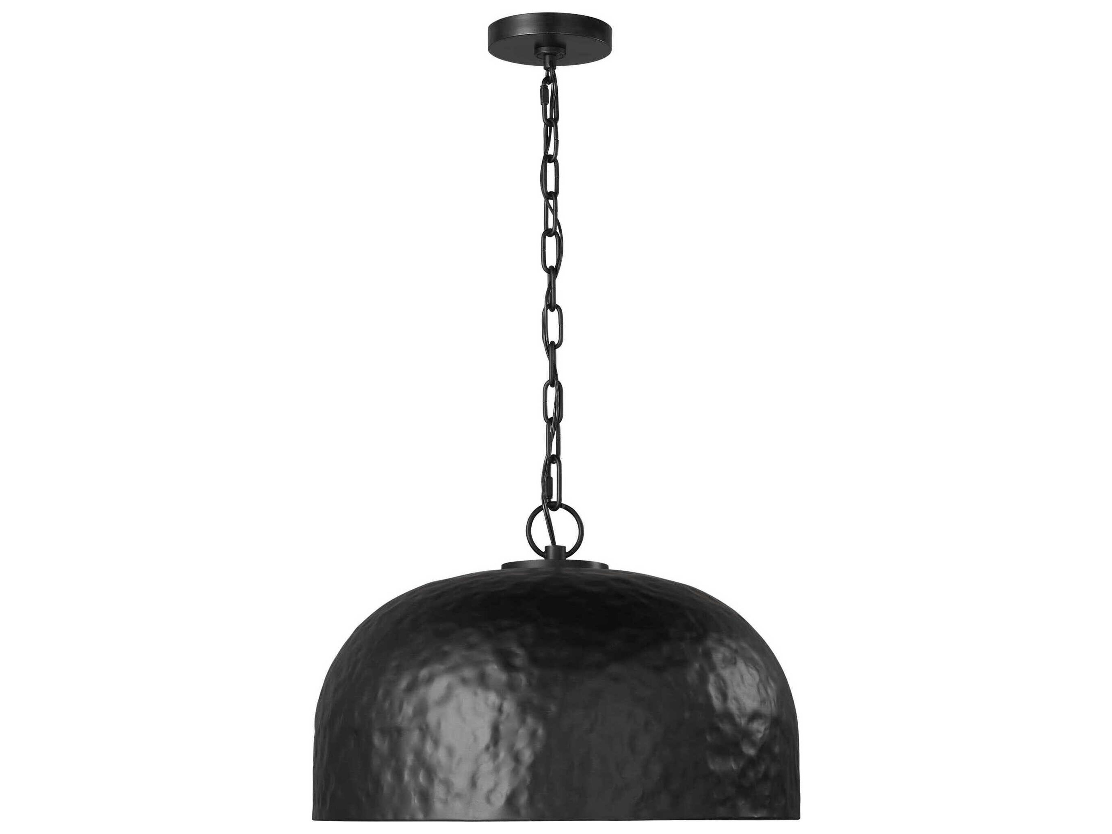 Visual Comfort Studio Buckner 1-Light Aged Iron Black Dome Pendant