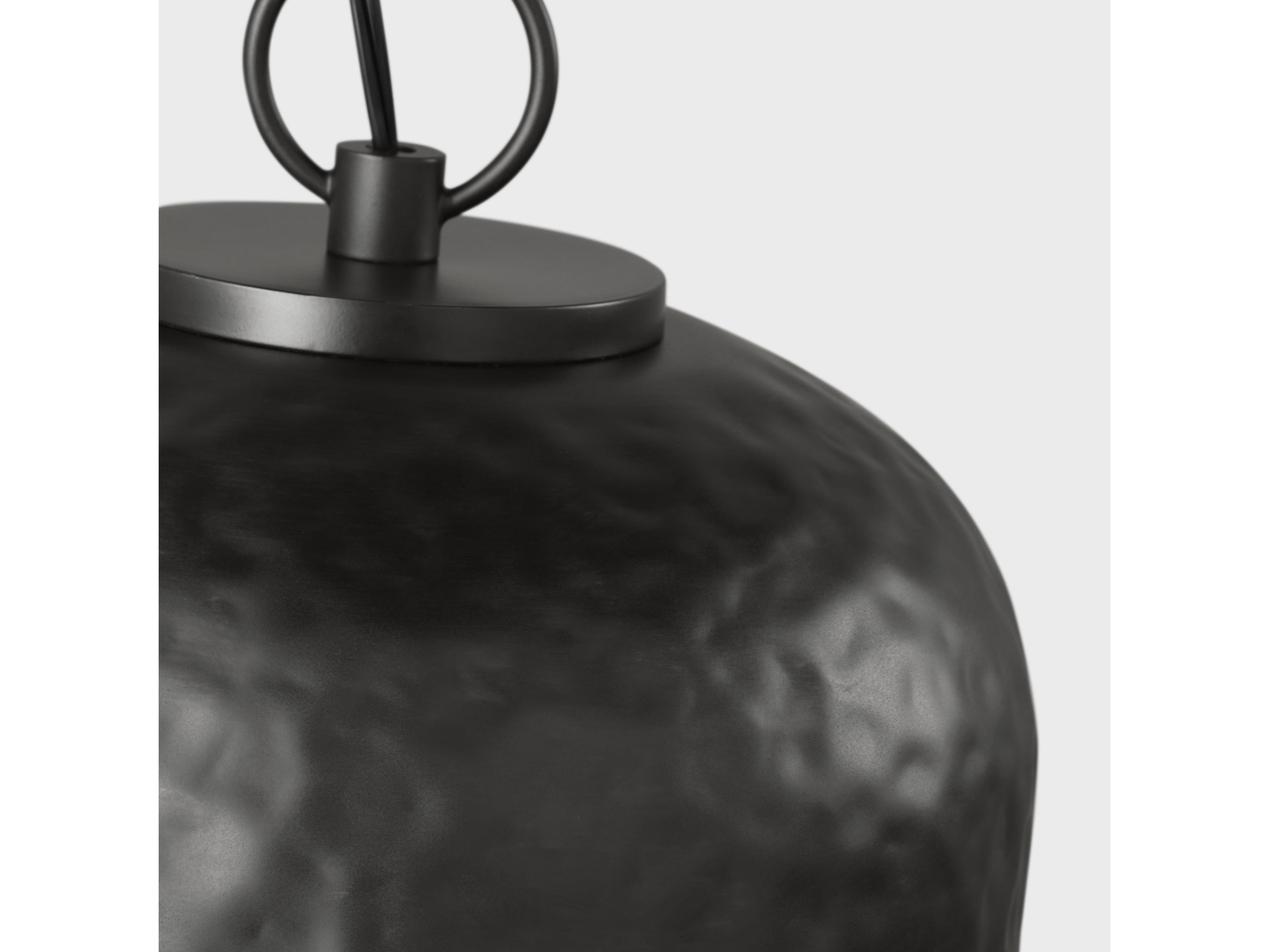Visual Comfort Studio Buckner 1-Light Aged Iron Black Cylinder Mini Pendant