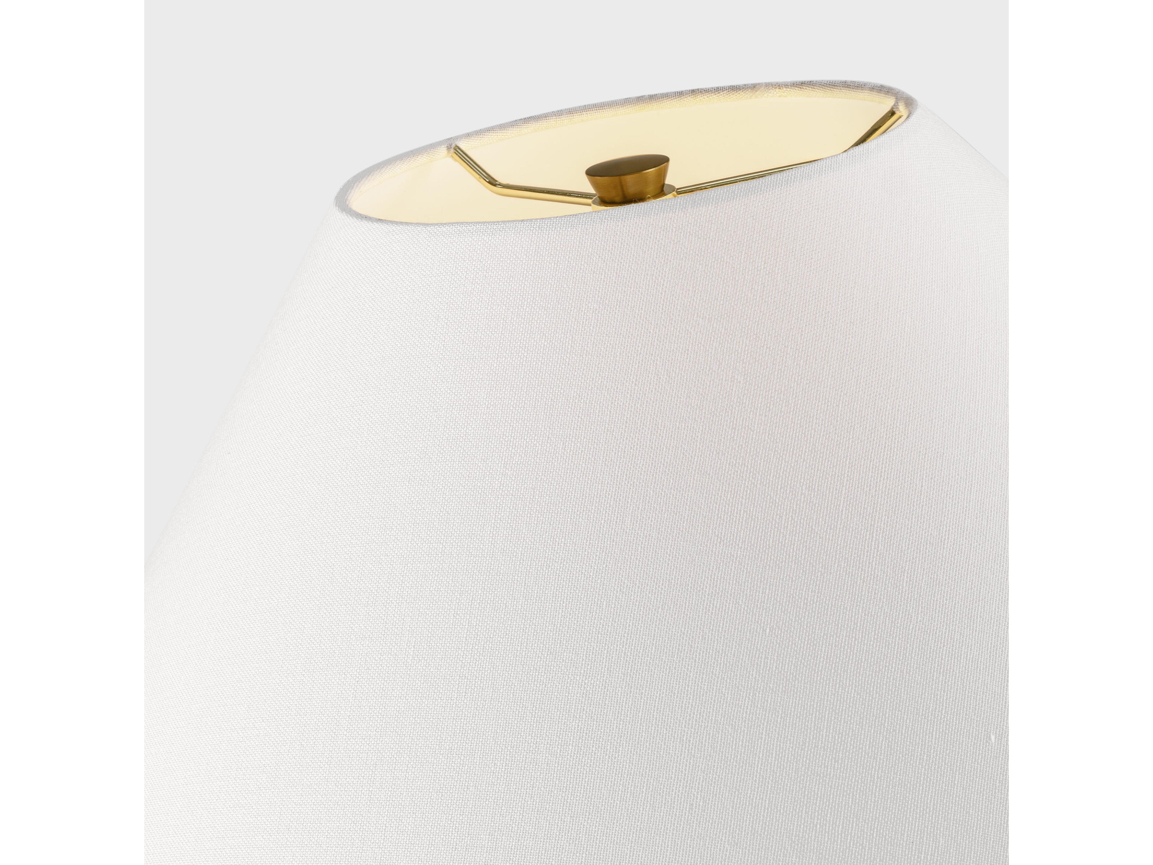 Visual Comfort Studio Dumar Blonde Rattan White Linen Fabric Brown Table Lamp