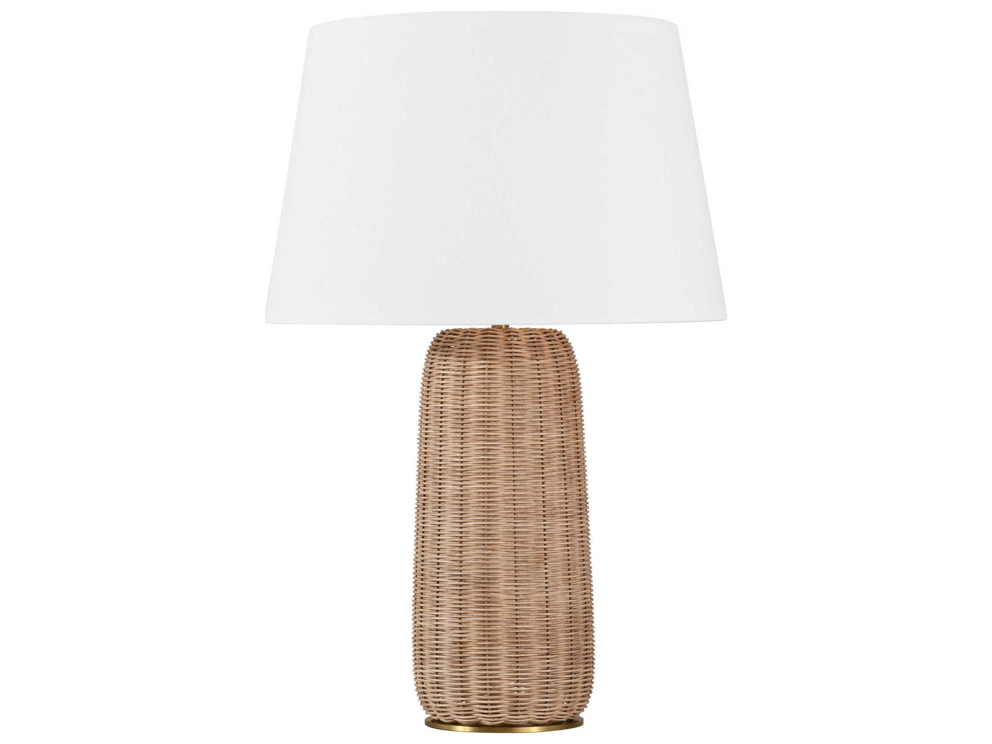 Visual Comfort Studio Dumar Blonde Rattan White Linen Fabric Brown Buffet Lamp