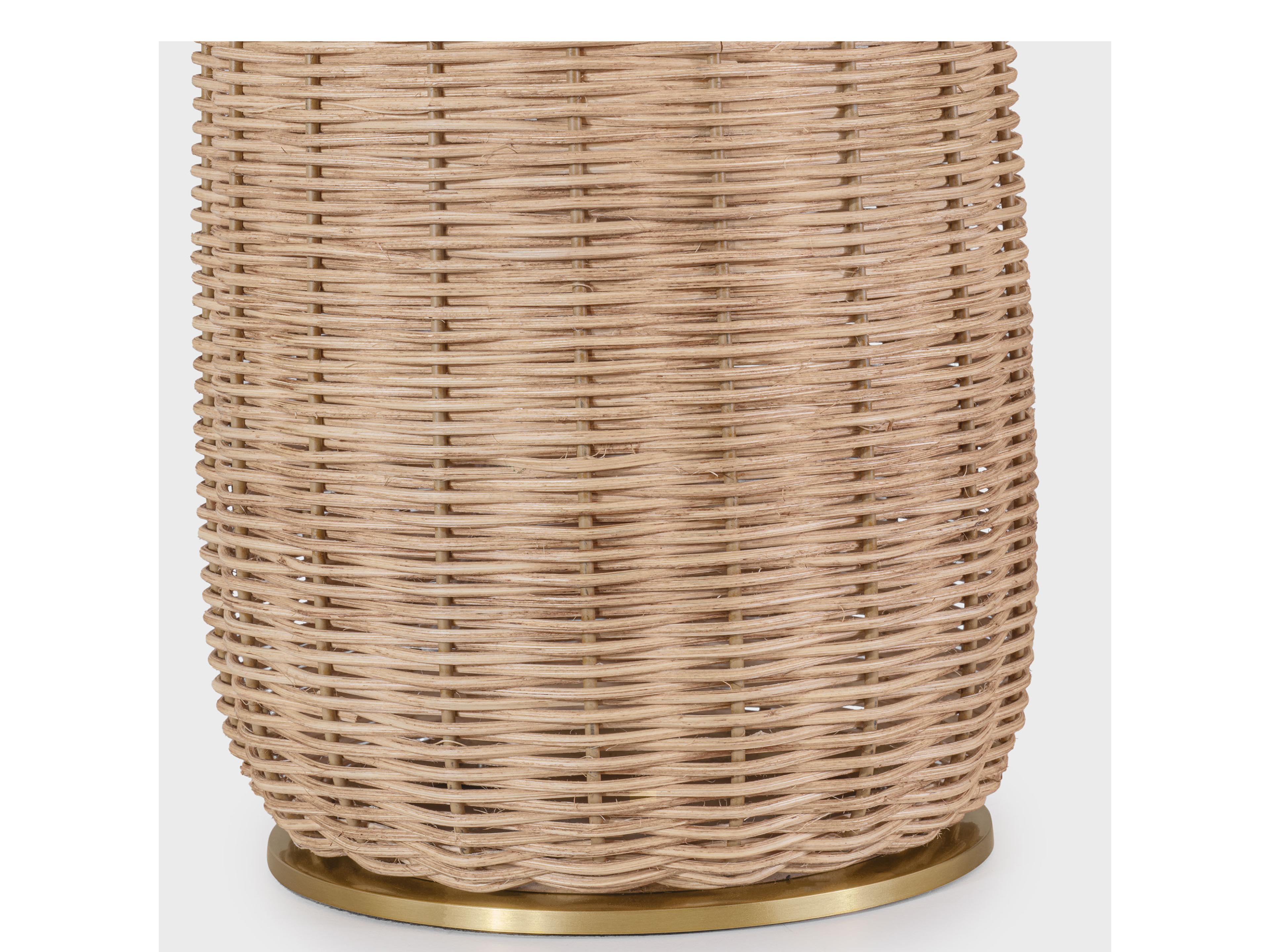 Visual Comfort Studio Dumar Blonde Rattan White Linen Fabric Brown Buffet Lamp