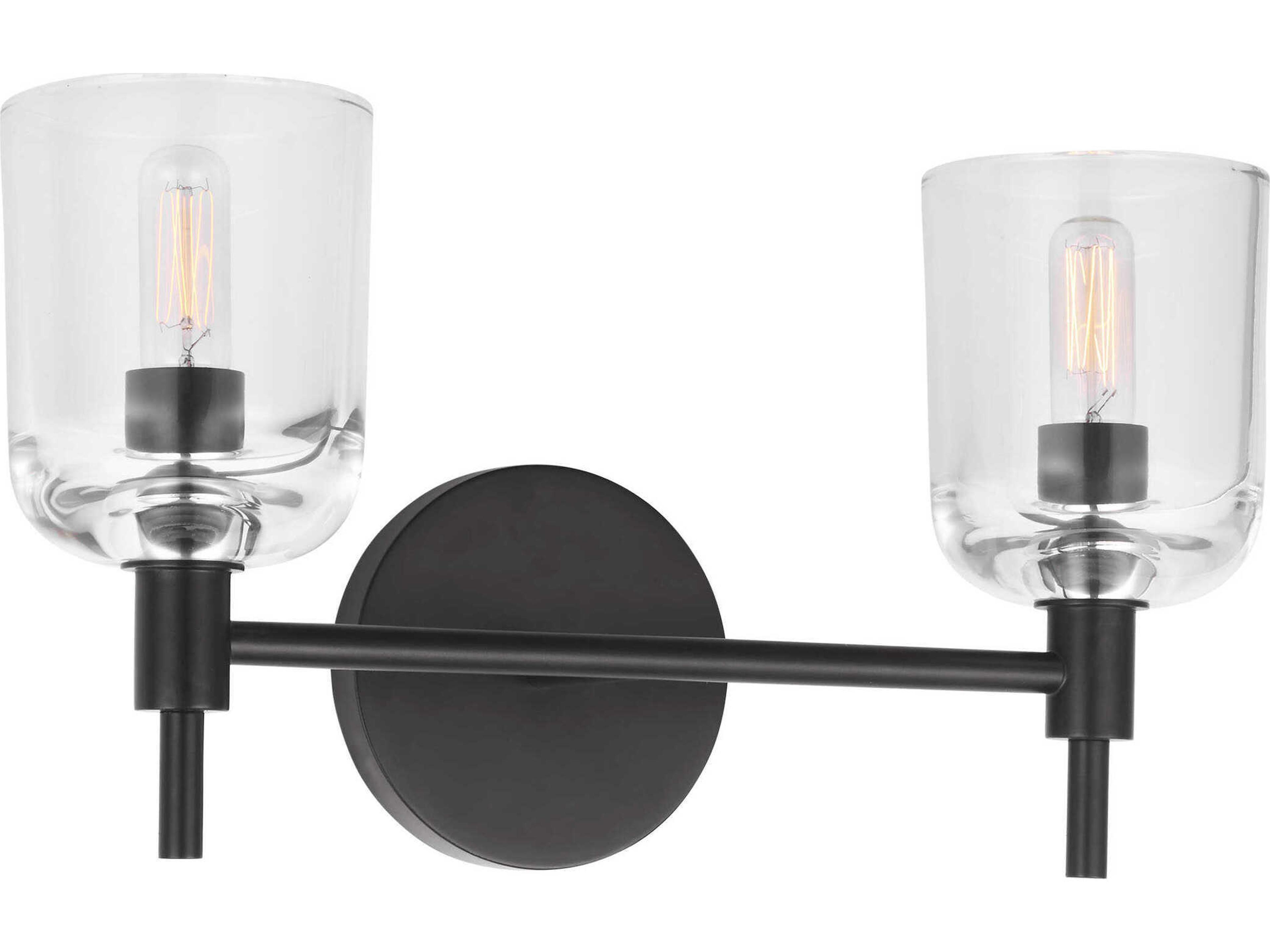Hartley 2-Light Aged Iron Black Vanity Light