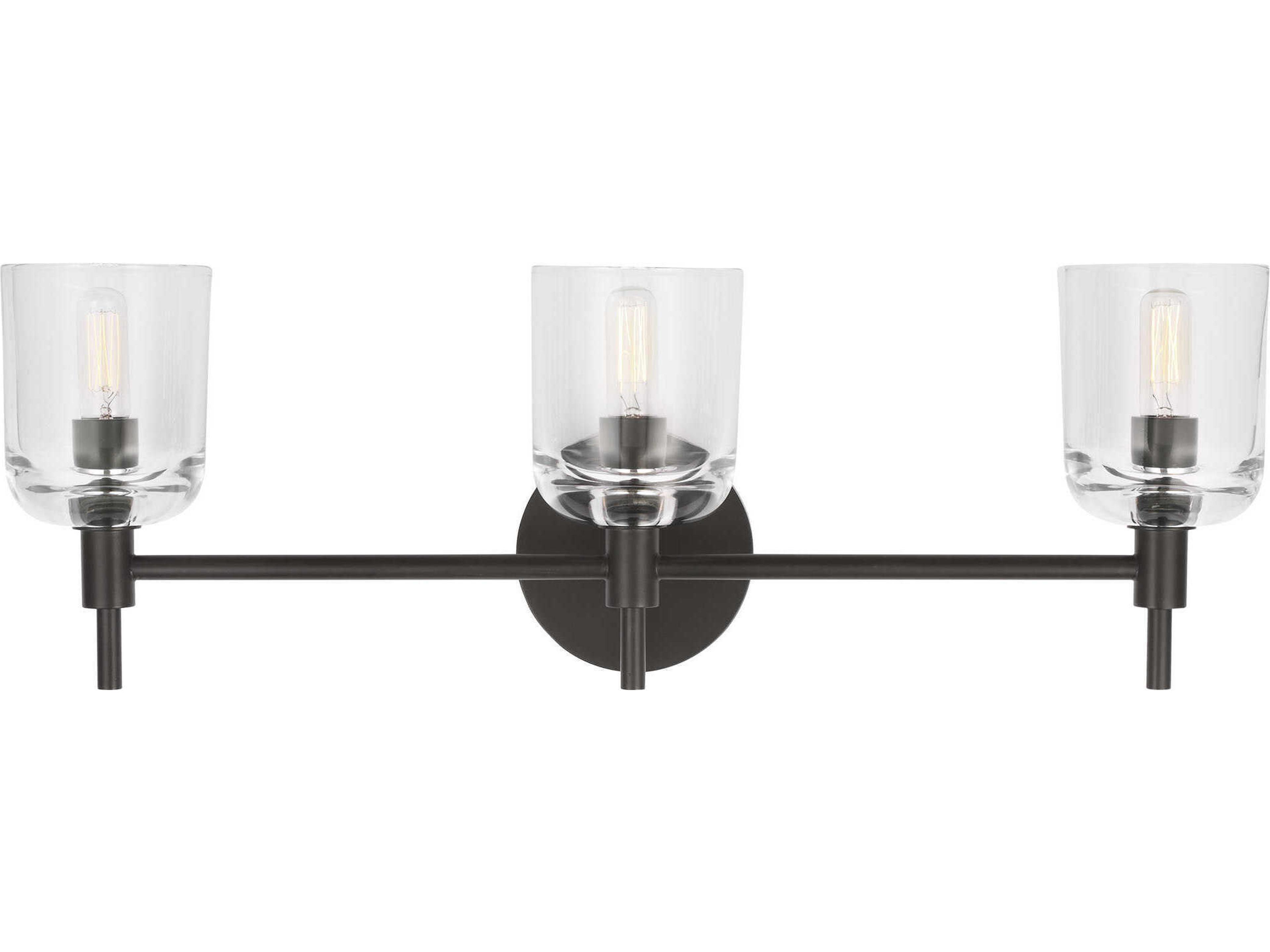 Visual Comfort Studio Hartley 3-Light Aged Iron Black Vanity Light