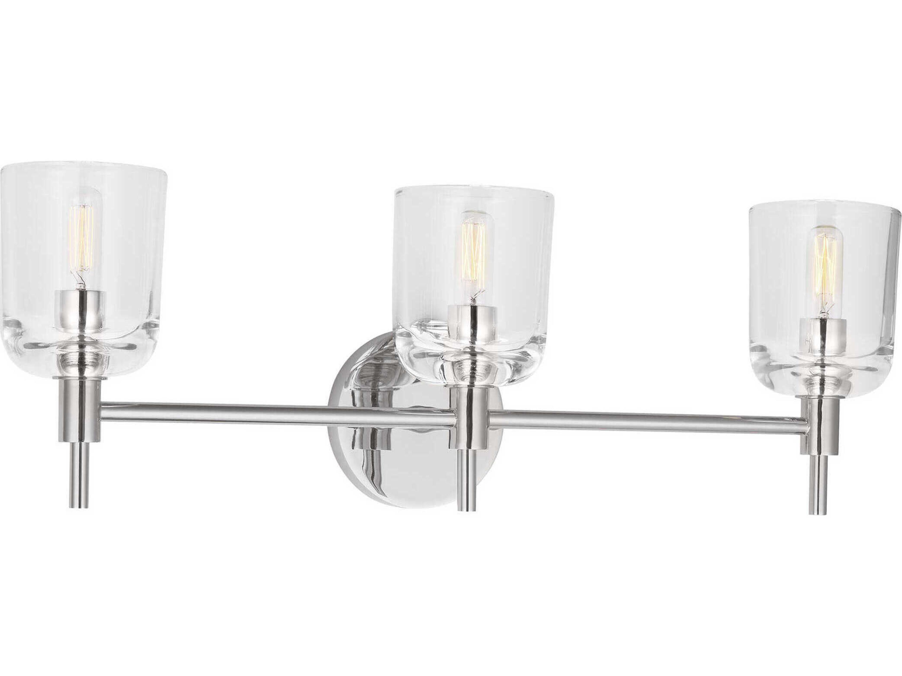 Hartley 3-Light Bath Vanity Light in Polished Nickel with Clear Glass