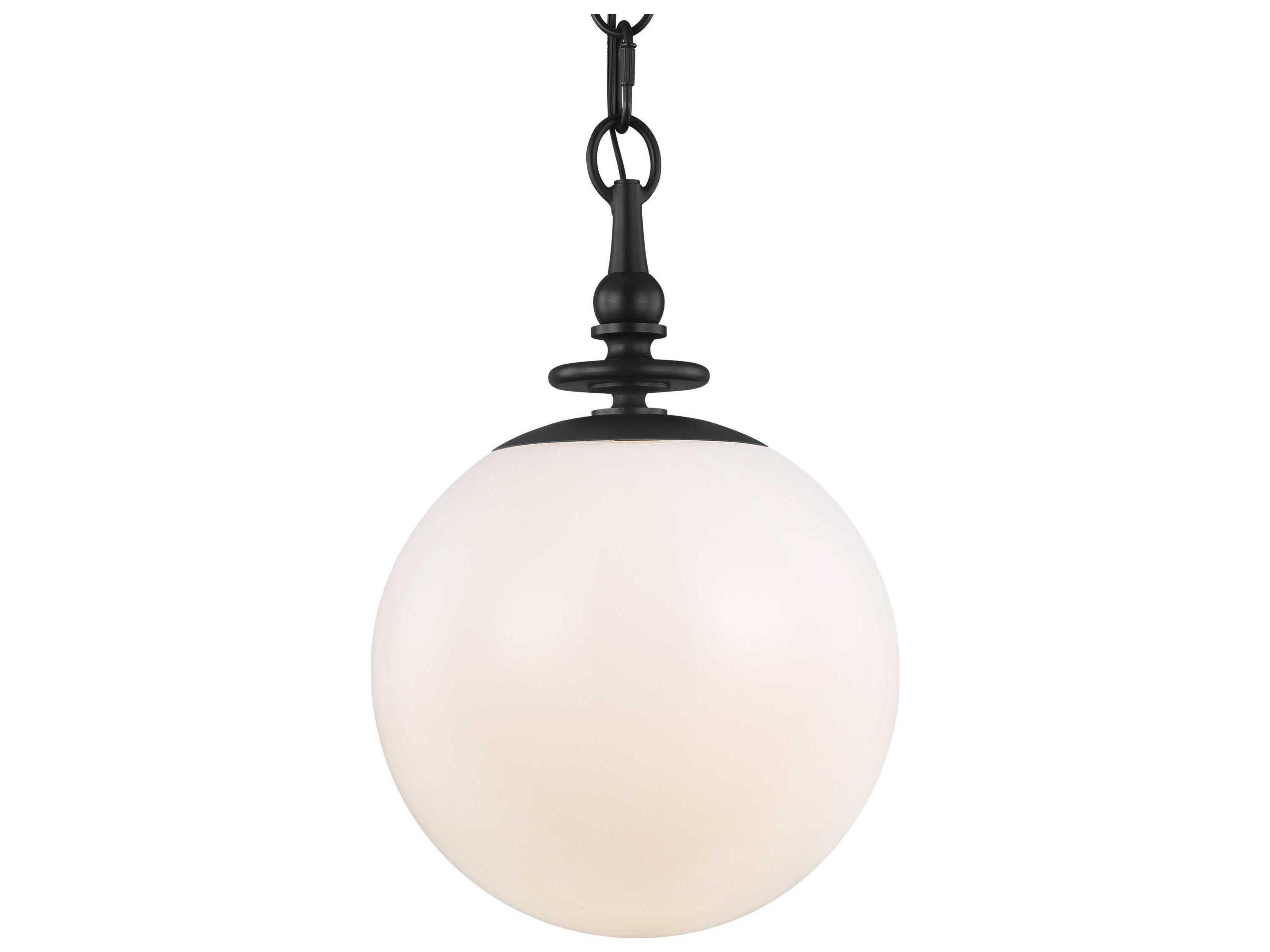 Visual Comfort Studio Capri 1-Light Aged Iron Black Globe Mini Pendant